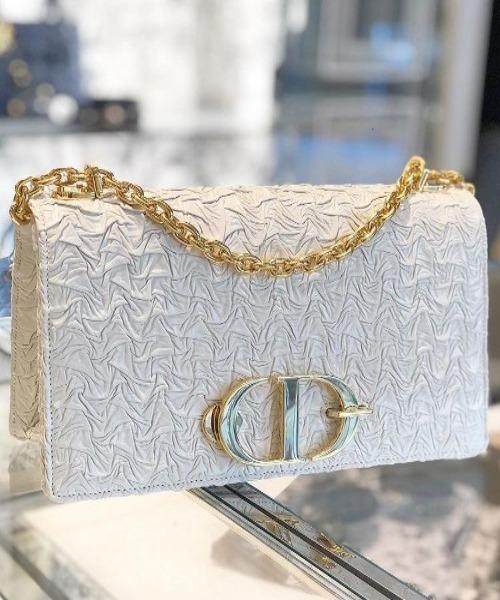Dior Wavy Effect 30 Montaigne Bag With Chain - White Luxury Designer Handbag for Women | Perfect for Evening Parties, Weddings & Special Occasions