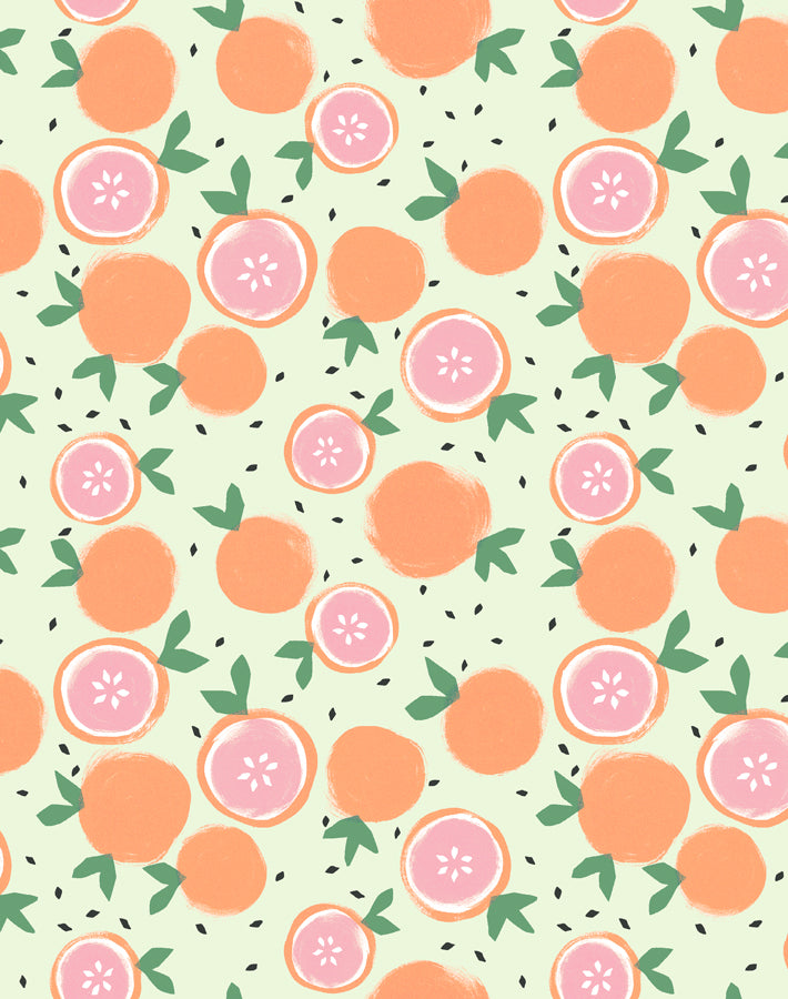 Grapefruit Peel & Pistachio Green Wallpaper - Tea Collection | Modern Botanical Peel & Stick Wallpaper for Bedroom, Nursery & Home Decor