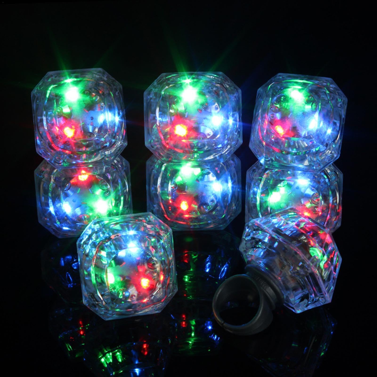 Glowing LED Light Up Rings - Sparkling Flashing Party Jewelry for Teens & Adults - Fun Bright Accessories for Raves, Concerts, Halloween & Night Events