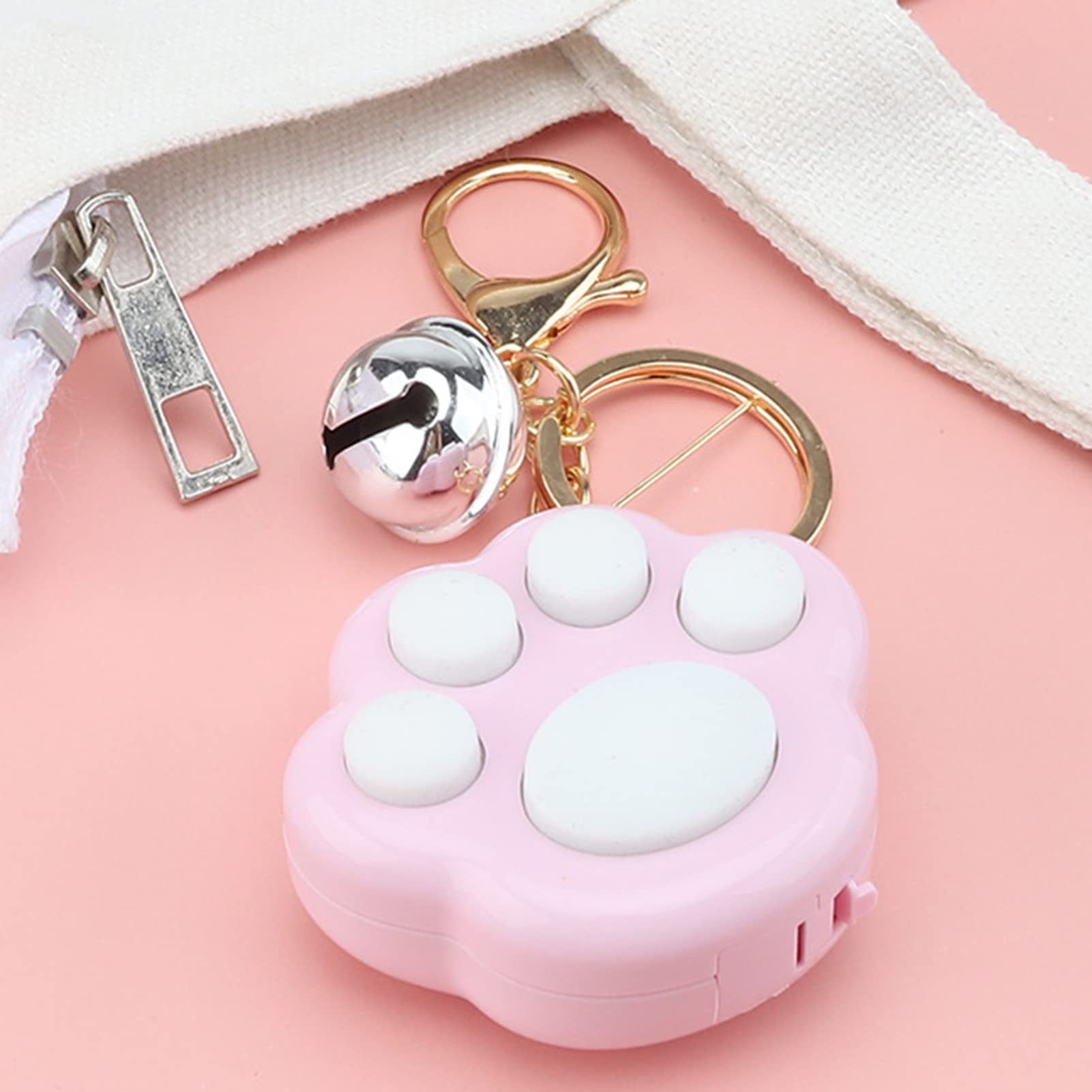 Mini Cat Paw Push Fidget Toy Keychain - Stress Relief Sensory Toys for Kids & Adults with Light & Music | Anxiety Relief, ADHD Focus Tool, Stocking Stuffer Gift (Pink) - Perfect for Office, School, Travel and Relaxation