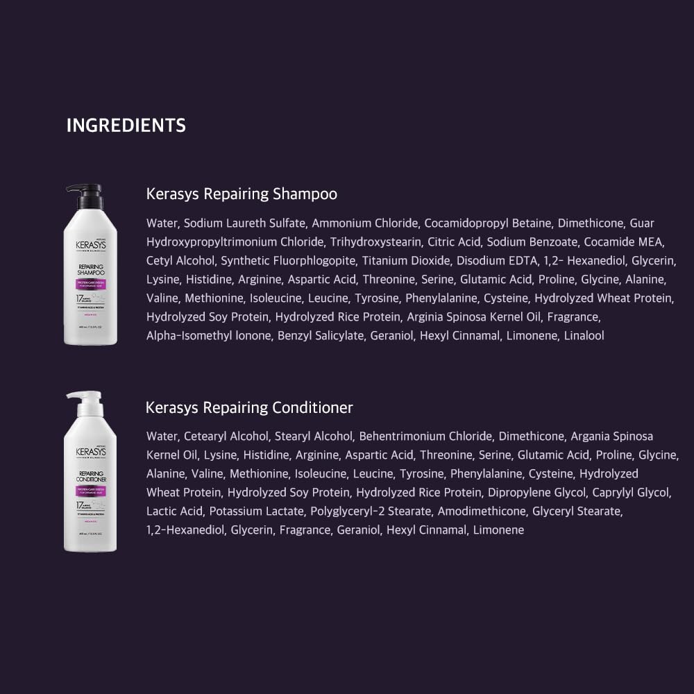 Kerasys Hair Clinic Protein Care System with Argan Oil - Damaged Hair Repair Shampoo & Conditioner Set (20.2 fl oz / 600 ml) - Deep Hydration for Dry, Brittle Hair - Salon Quality Treatment at Home