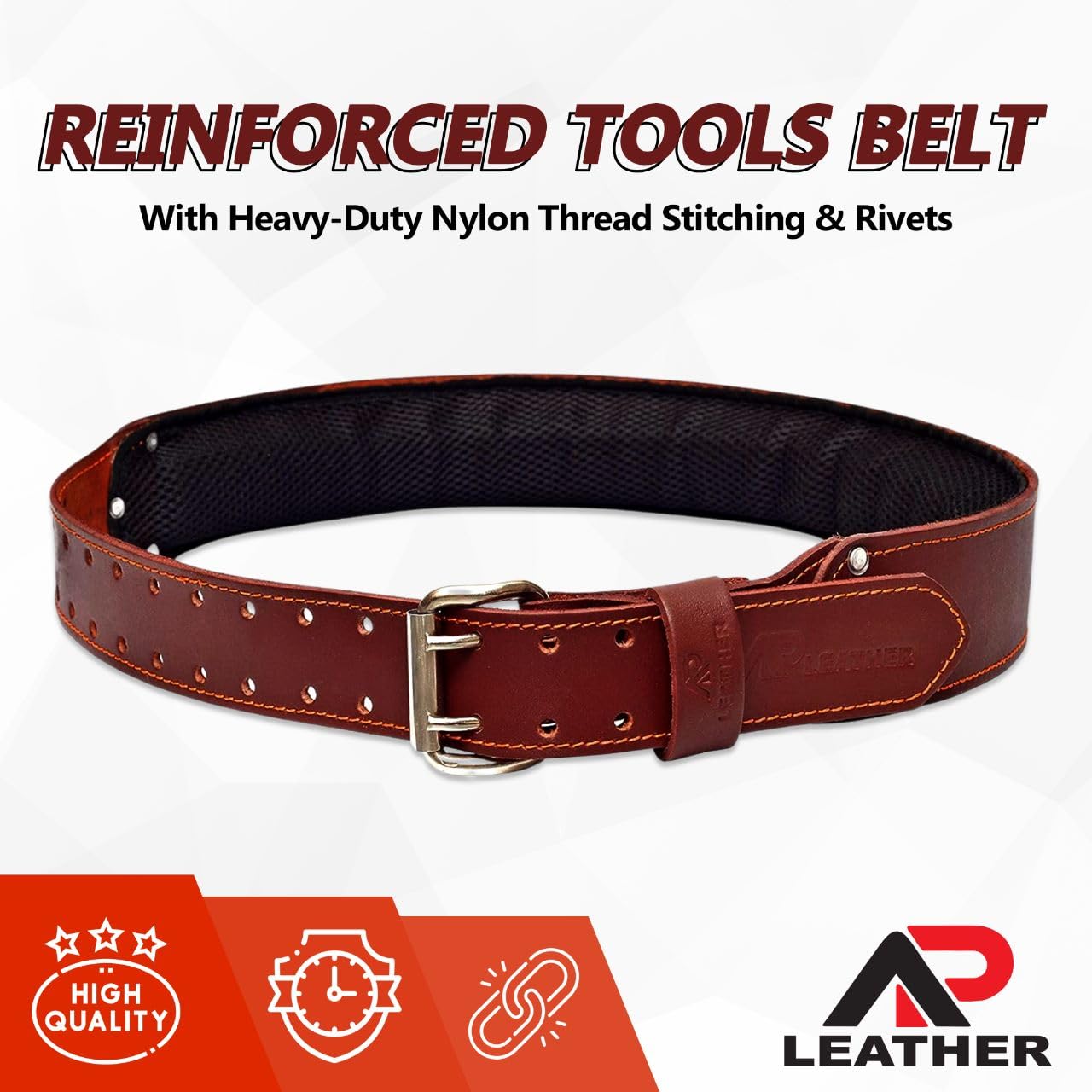 Premium Pro-501 Oil Tanned Leather Tool Belt (4MM Thick) - Adjustable 30