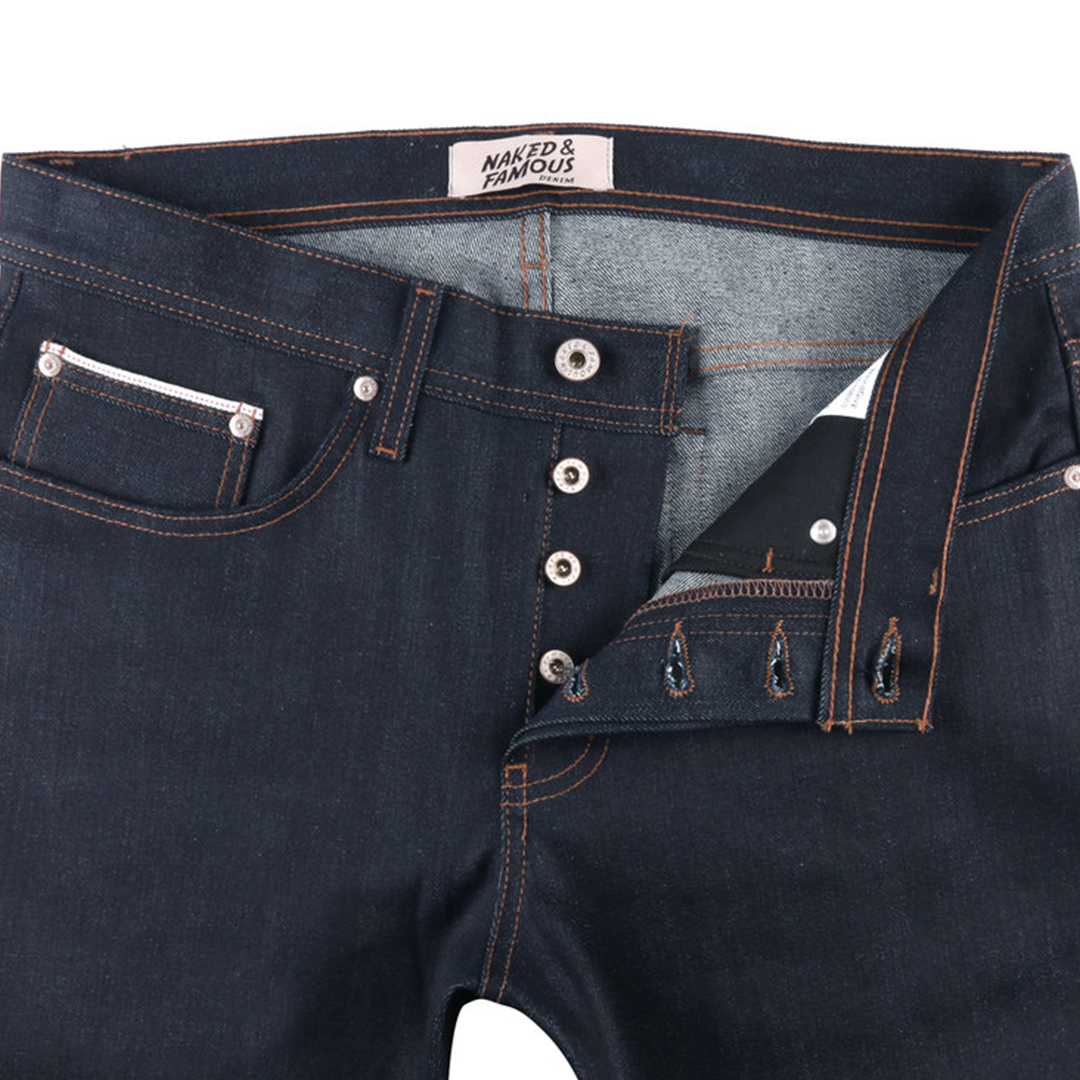 Naked & Famous Nightshade Stretch Selvedge Jeans - True Guy Fit for Men | Comfortable Slim Straight Denim Pants for Casual Wear & Night Out