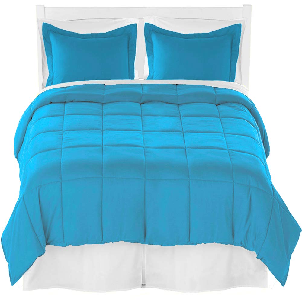 Bare Home Twin XL Comforter Set with Sheet Set & Bed Skirt - Ultra Soft Brushed Microfiber Bedding Collection (Aqua Comforter, White Sheets & Skirt) - Perfect for Guest Rooms, Dorms & Cozy Bedroom Decor