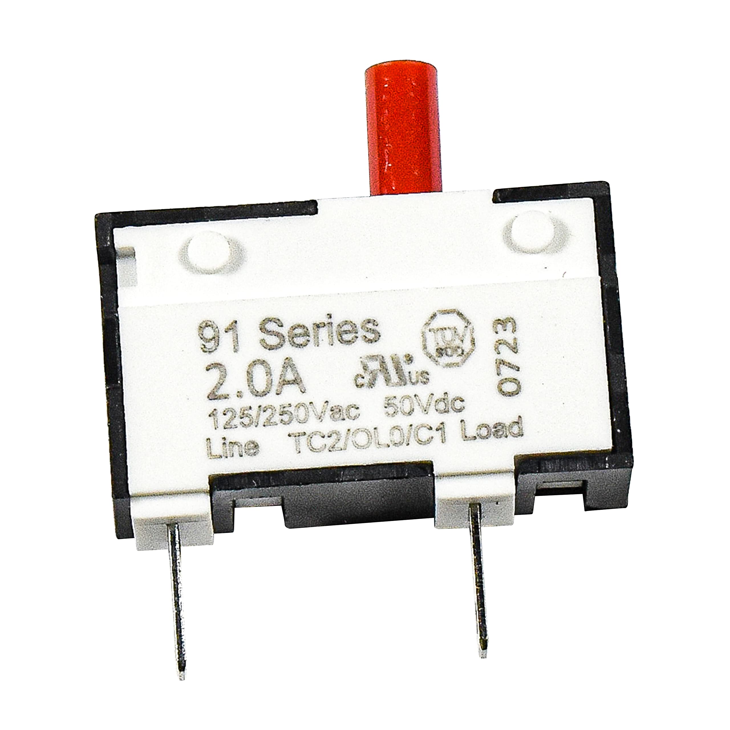 HQRP 91-Series Push-to-Reset Thermal Circuit Breaker Switch - 125VAC 250VAC 50VDC 2A UL Listed - Compatible with Motor Equipment, Blender, Garbage Disposal, Vacuum Cleaner, Coffee Grinder - Perfect for Home Appliances and Small Motor Protection