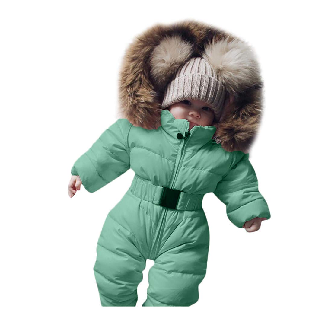 WOCACHI Baby Winter Parka Jumpsuit Coat - Warm Hooded Padded Snowsuit for Infant Boys & Girls, Thickened Plush Outerwear with Reindeer & Santa Designs - Perfect for Christmas Gifts, Snow Play & Holiday Photos
