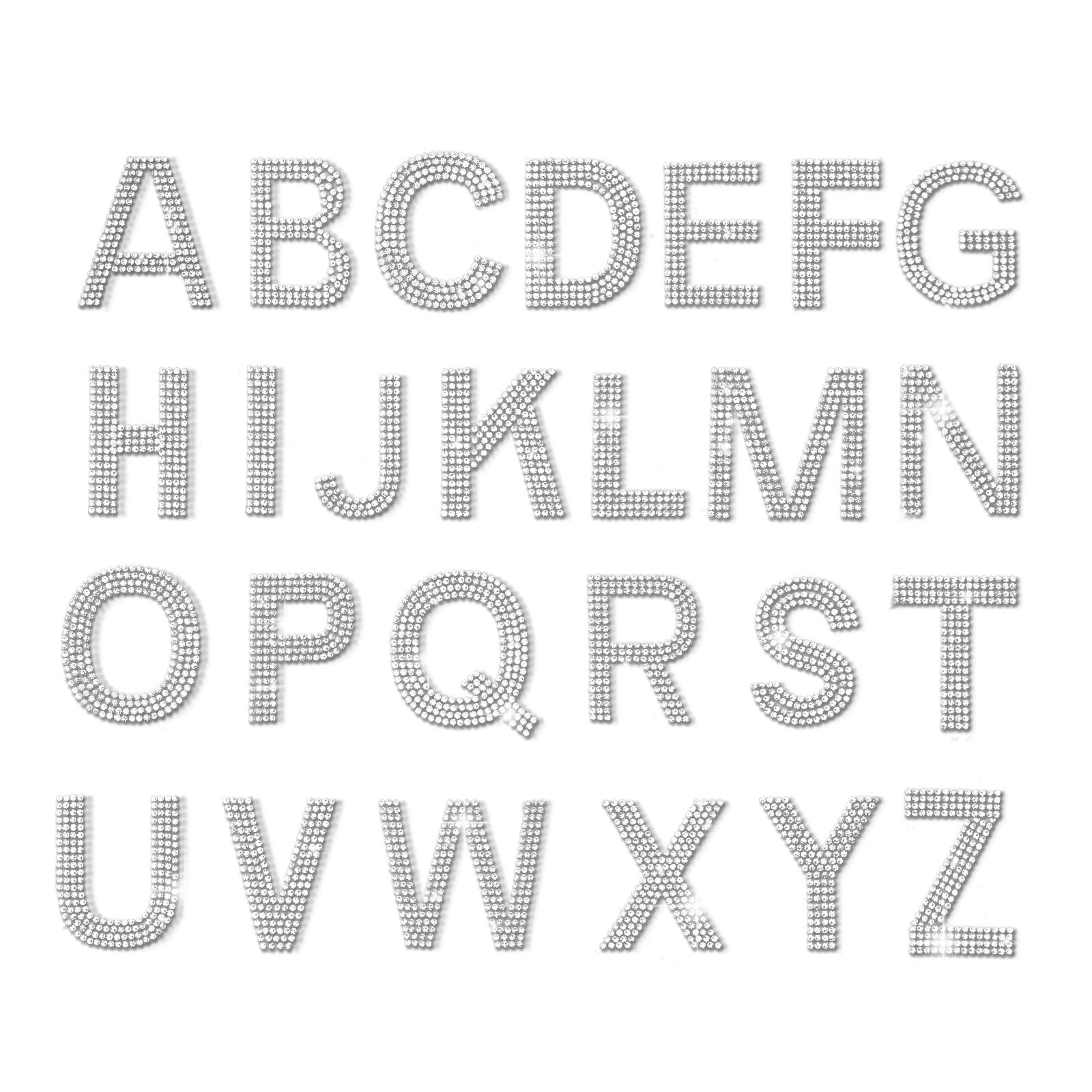 AIEX Glitter Rhinestone Alphabet Stickers - Assorted Crystal Letter Stickers for DIY Crafts, Clothing, Bags & Caps (Silver) - Perfect for Personalizing T-Shirts, Phone Cases & Party Decorations