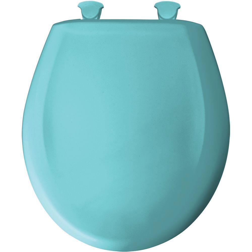 Bemis Round Closed Front Toilet Seat in Surf Green - Durable Plastic Toilet Seat Cover with Easy Installation for Bathroom, Home & RV Use (Model 529693)