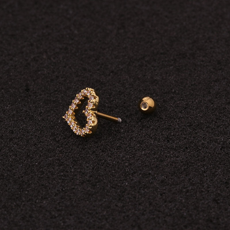 16G Surgical Steel Moon and Star Tragus Stud Earring | HSPJ19113 | Perfect for Cartilage, Helix, and Tragus Piercings | Stylish and Hypoallergenic Body Jewelry