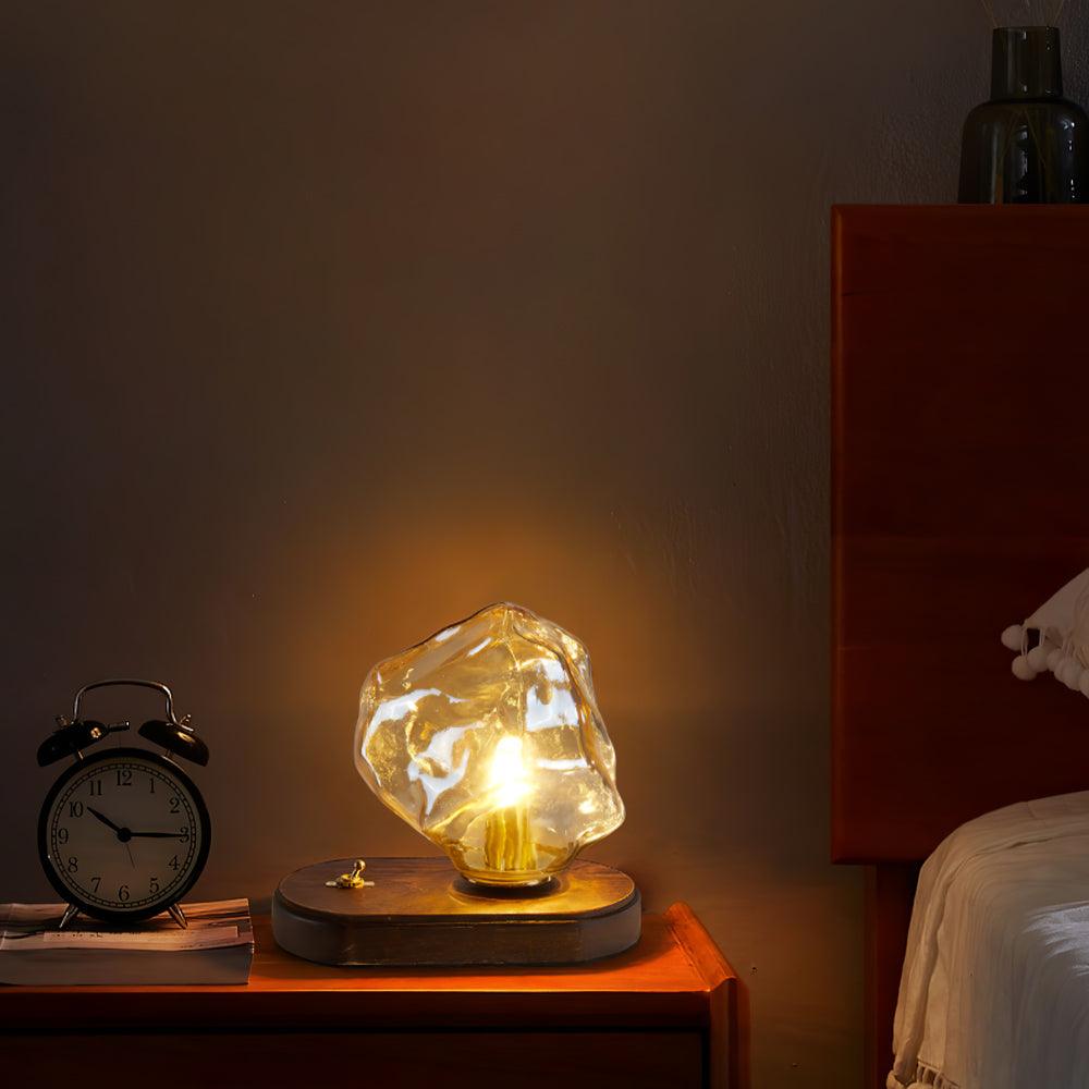 Modern Ice Stone Glass Table Lamp - Elegant Bedside & Living Room Lighting for Home Decor