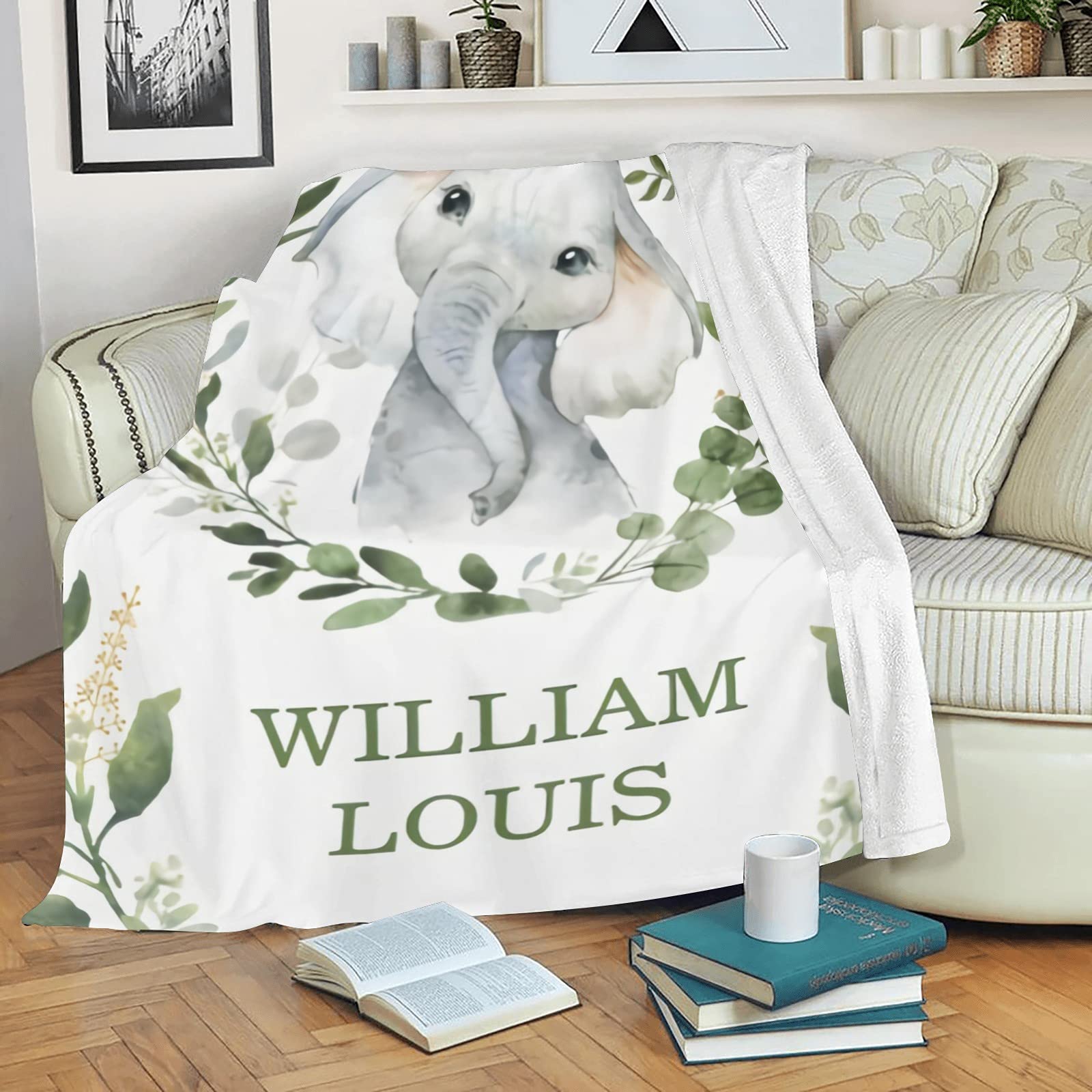 Personalized Baby Name Blanket - Custom Embroidered Soft Blankets for Newborns | Perfect Baby Shower Gift for Boys & Girls | Neutral Nursery Decor | Ideal for Cuddling, Swaddling & Photo Props