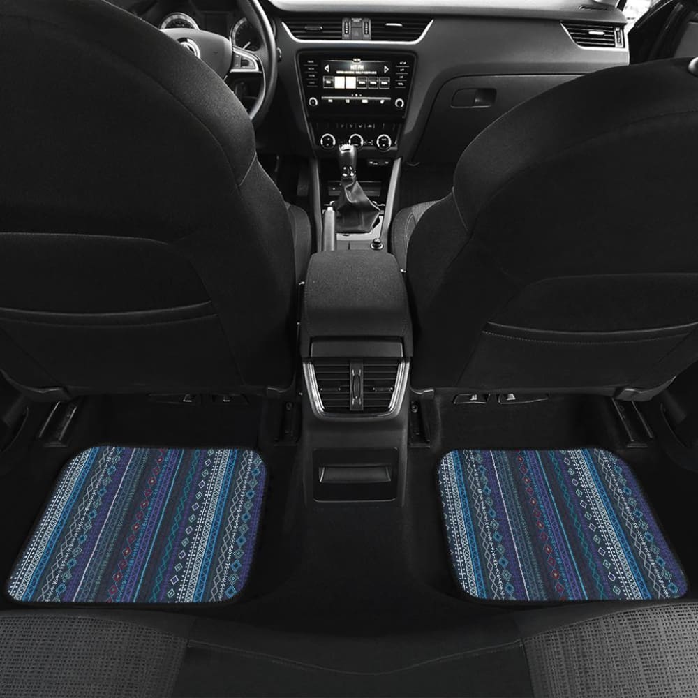 Blue Boho Stripes Car Floor Mats - Waterproof All-Weather Protection for Sedans, SUVs & Trucks - Perfect for Road Trips, Daily Commutes & Outdoor Adventures