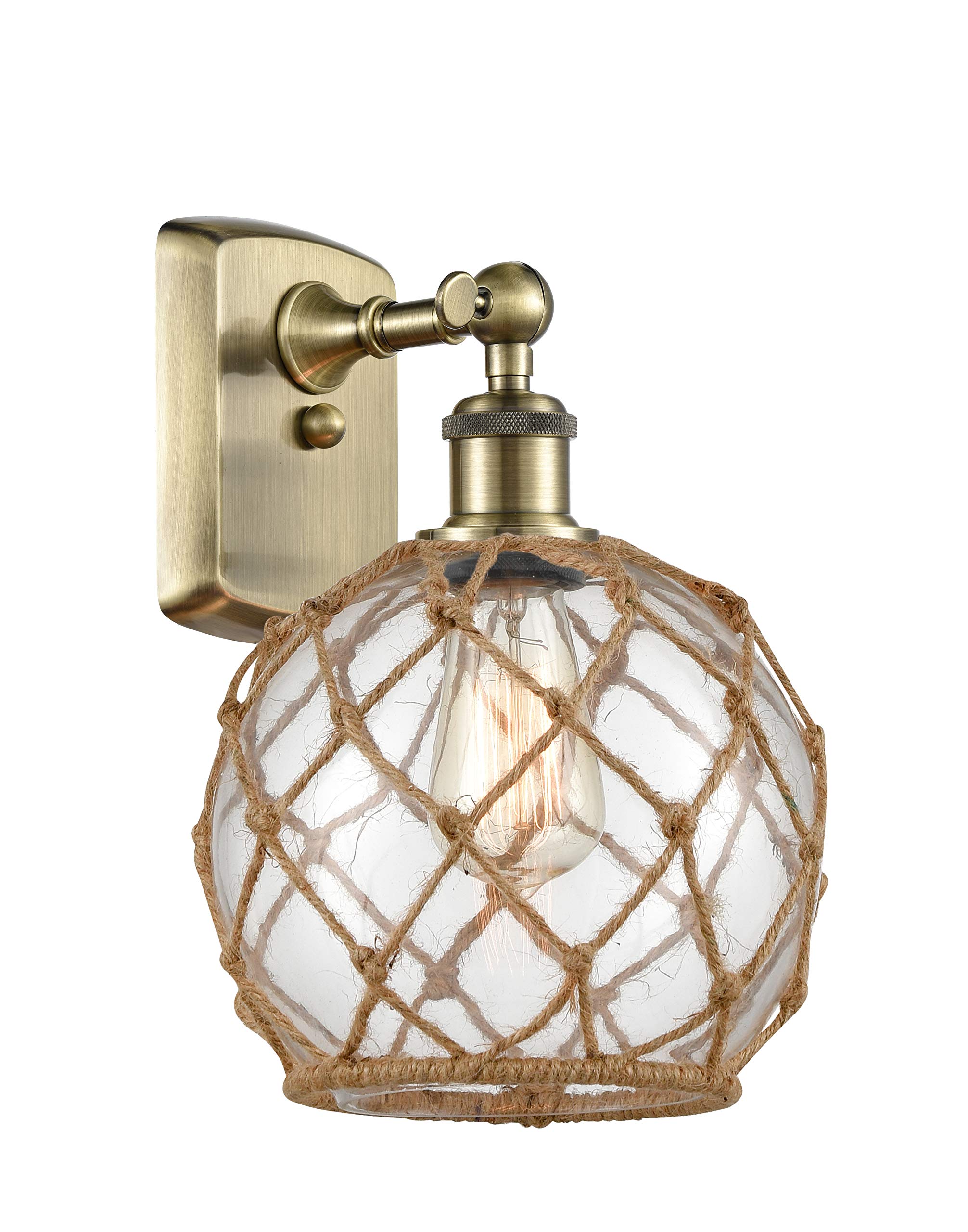 Ballston Collection Brass LED Wall Sconce - 516-1W-AB-G122-8RB Transitional Lighting Fixture with Antique Finish | Perfect for Bedroom, Hallway & Porch Lighting