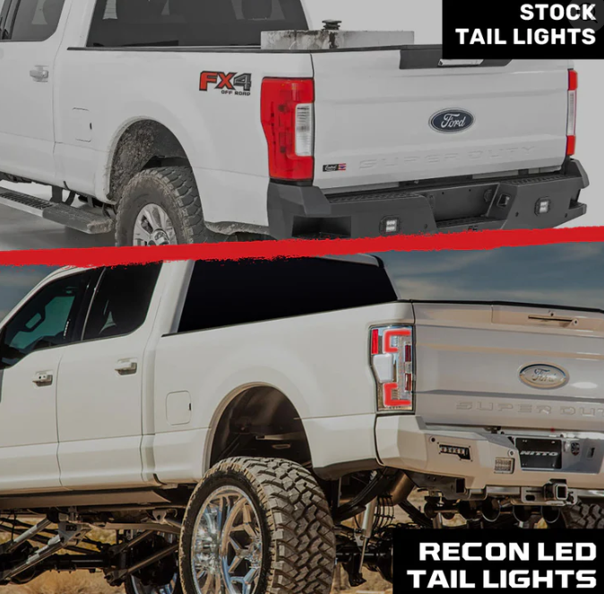 Ford Super Duty F250 F350 F450 F550 2017-2019 LED Tail Lights - Clear OLED Replacement for OEM Halogen - Perfect for Truck Upgrades & Nighttime Safety