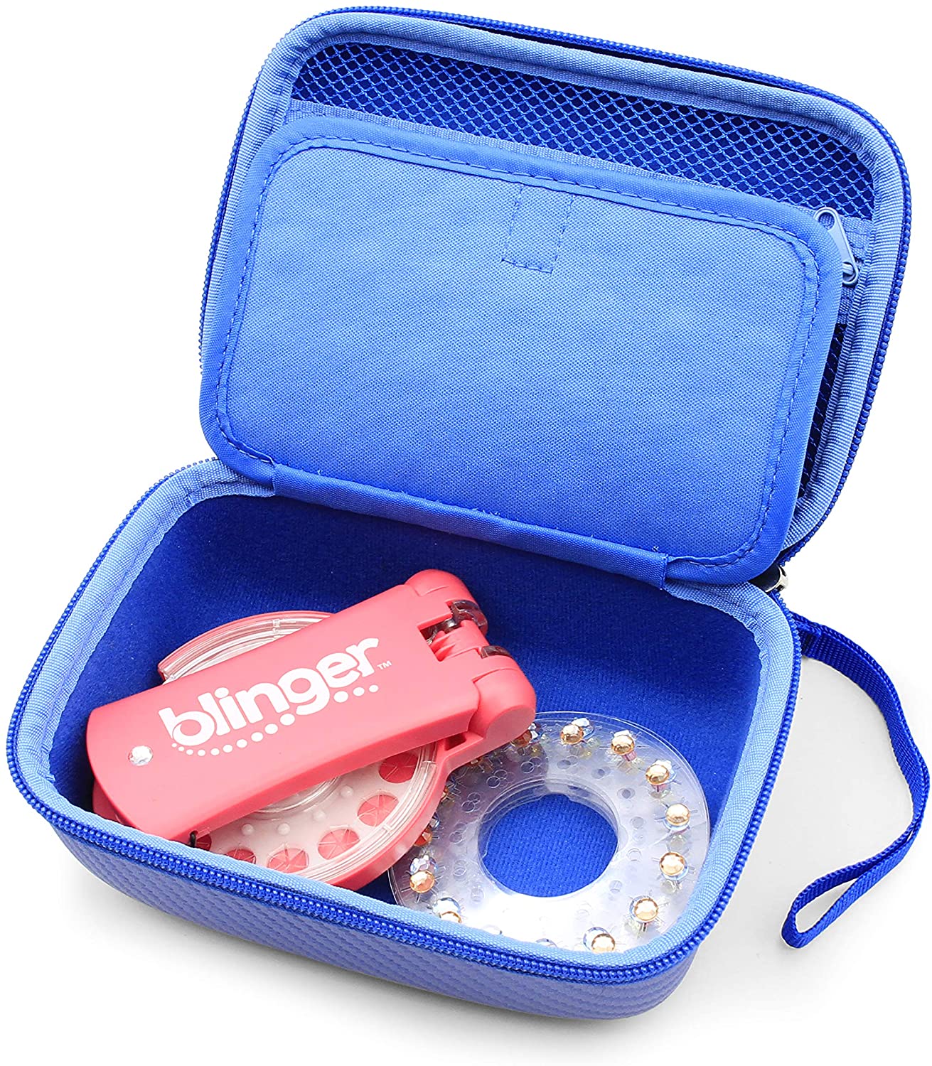 CASEMATIX Travel Case with Wrist Strap for Blinger Deluxe Set - Storage Organizer for Hair Jewels, Nail Gems & Children's Accessories - Perfect for Travel, Parties & DIY Beauty Projects