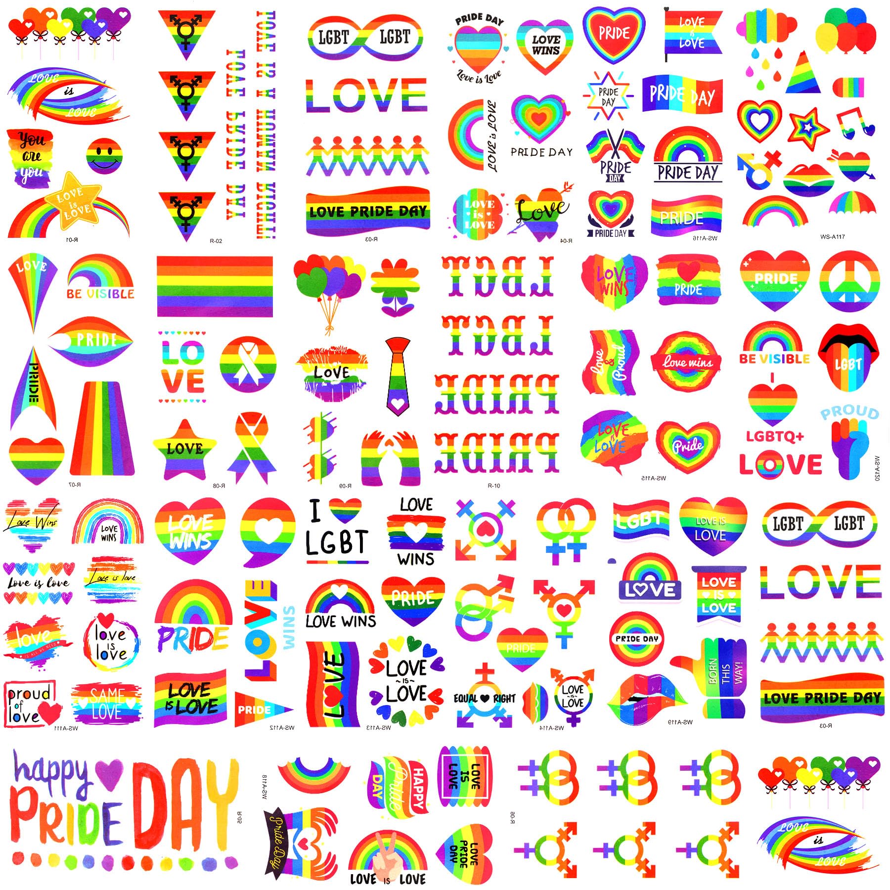 20 Sheets Rainbow Pride Temporary Tattoo Stickers - Waterproof LGBT+ Body Art for Pride Parades, Festivals & LGBTQ Celebrations - Perfect for Parties, Events & Self-Expression