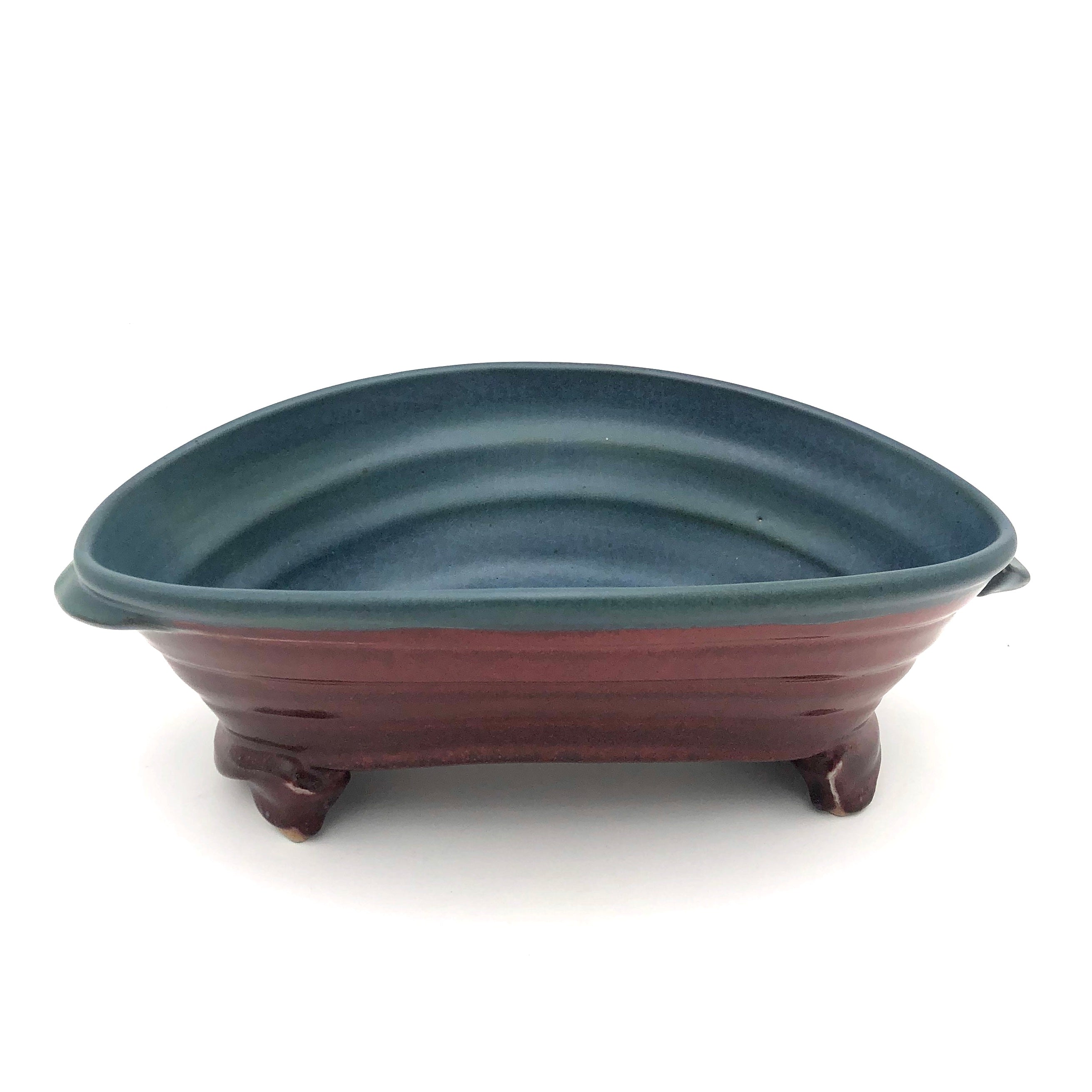 Smith Oval Serving Bowl Medium - Elegant Red & Blue Ceramic Bowl for Salads, Pasta, Fruits - Perfect for Dinner Parties, Family Gatherings & Holiday Entertaining