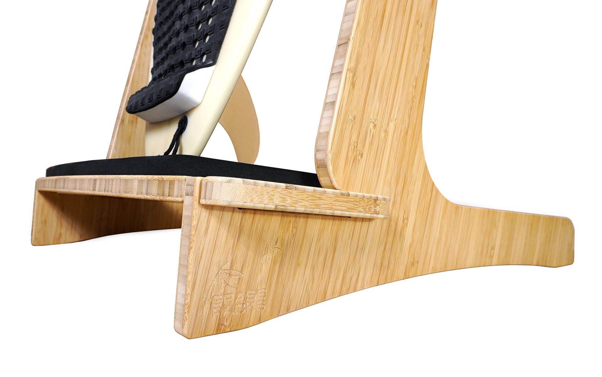 Bamboo or Birch Wood Vertical Freestanding SUP & Surfboard Storage Rack - Holds 1 Paddleboard - Grassracks - Perfect for Garage, Beach House & Outdoor Board Organization