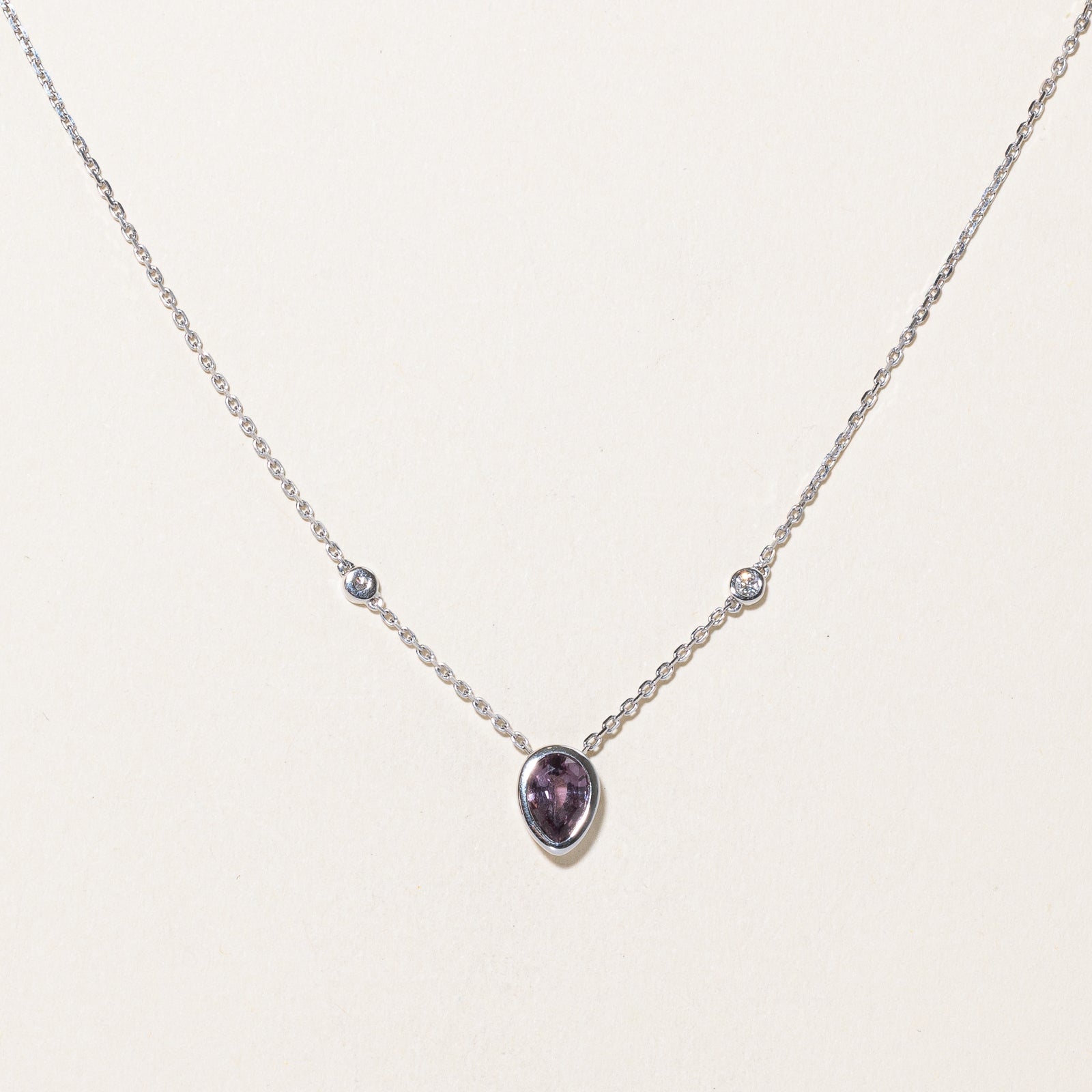 GIA Certified 1.17ct Natural Unheated Purplish Pink Sapphire and Diamond Pendant Necklace | 0.06ctw Diamond Accents | 15
