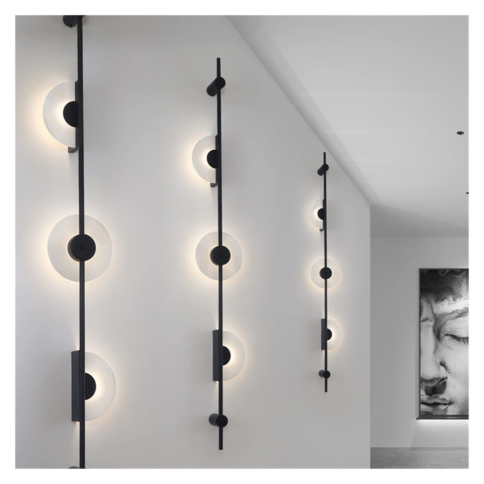 Modern Black Semicircle LED Wall Sconce Light - Indoor Long Staircase Wall Lamp for Living Room, Villa, Corridor & Bedroom | Energy-Efficient Candle-Style Wall Lighting for Cozy Ambiance