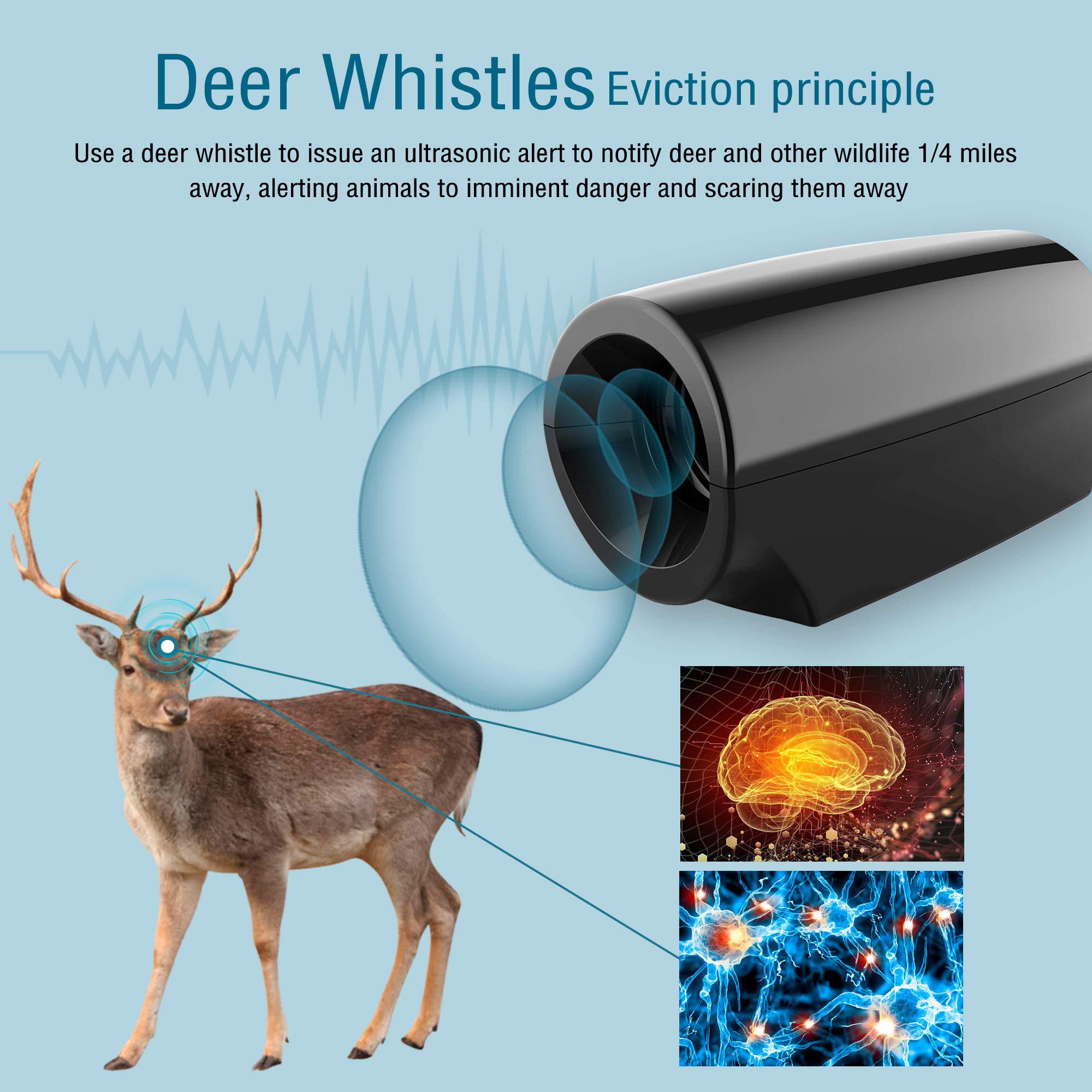 Elook Deer Warning Whistle for Cars - 2 Pack Mini Deer Alert Device with Upgraded Acrylic Double-Sided Tape (Patent Registered) - Prevent Deer Collisions on Highways & Rural Roads