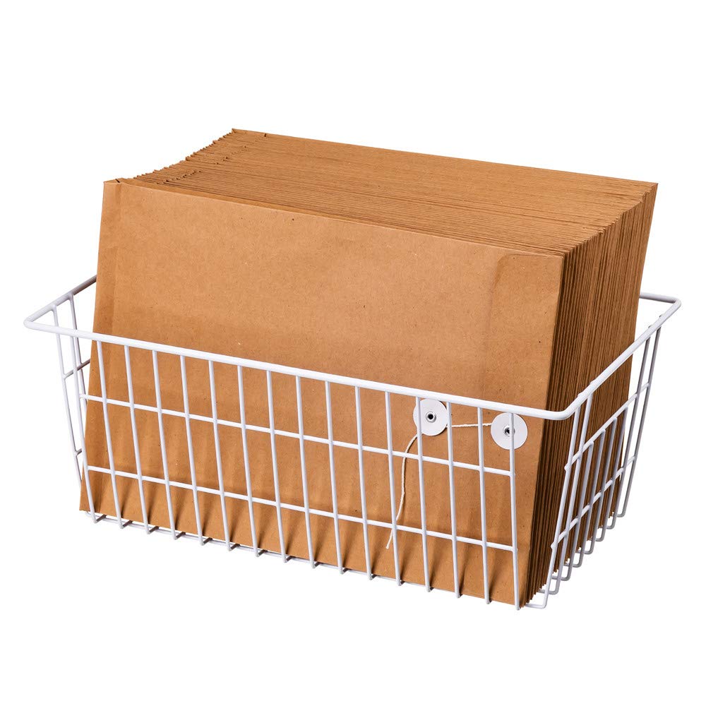 SANNO 8-Pack White Freezer Baskets - Farmhouse Style Wire Storage Bins for Kitchen Pantry Organization, Large Metal Organizer Bins for Freezer, Fridge, Groceries & Home Storage - Perfect for Fruits, Vegetables & Bulk Food Storage