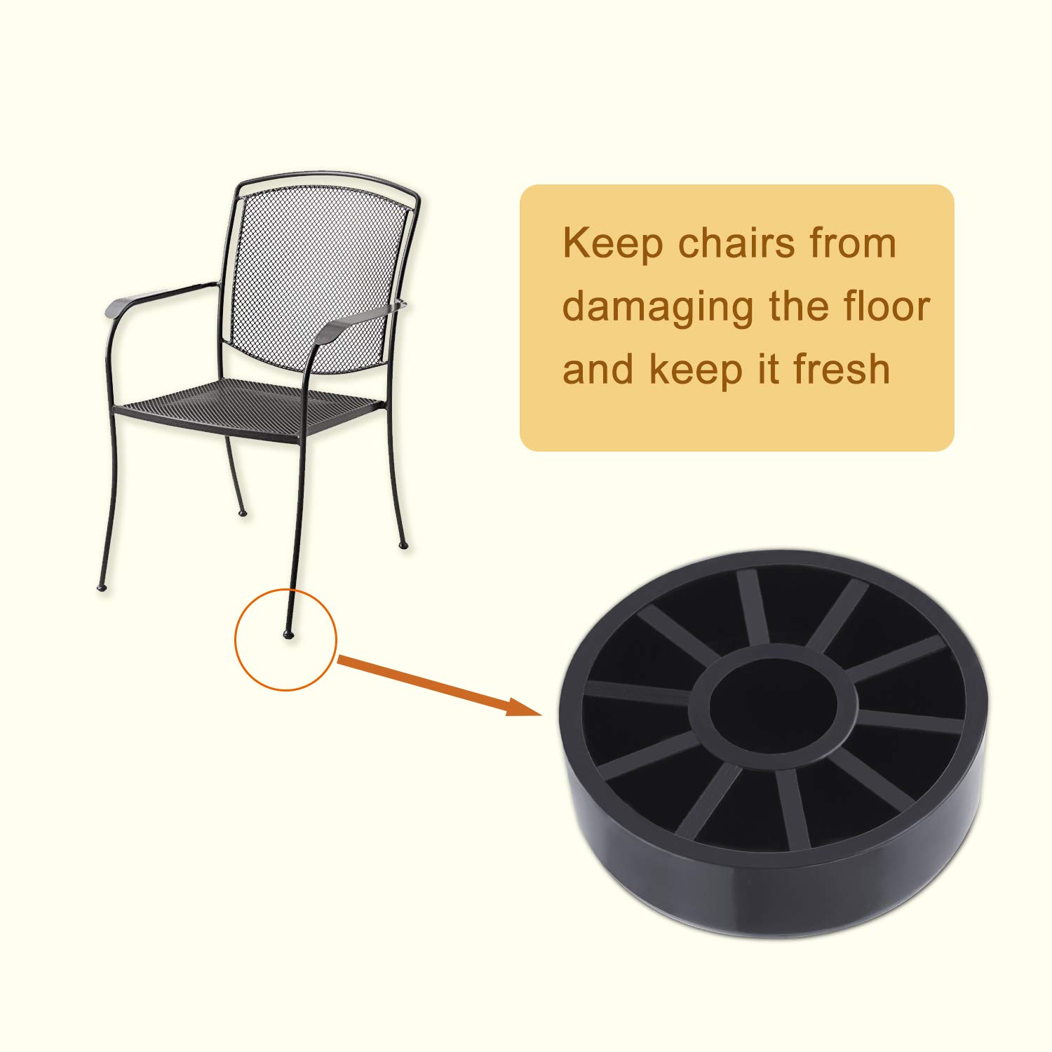 24 Pack Iron Outdoor Patio Furniture Chair and Table Feet Glide Protectors - Heavy Duty Floor Protectors for Decks, Concrete & Hardwood - Prevent Scratches & Damage (Black) - Perfect for Garden, Balcony & Restaurant Use