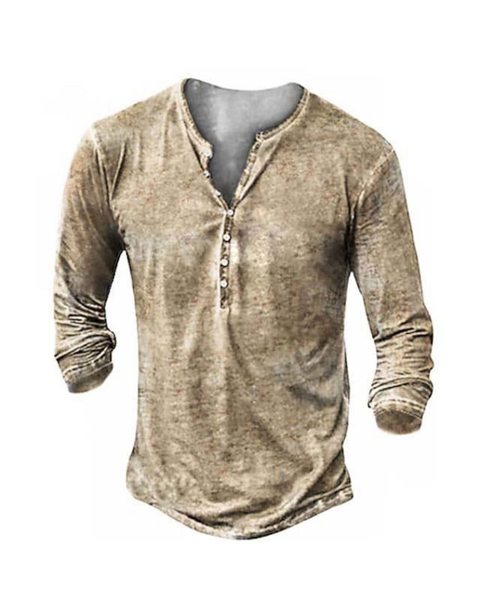**Distressed Henley Shirts for Men - Vintage Long Sleeve Button Down Tee with Washed Finish | Casual & Retro Style for Everyday Wear, Outdoor Adventures & Date Nights**