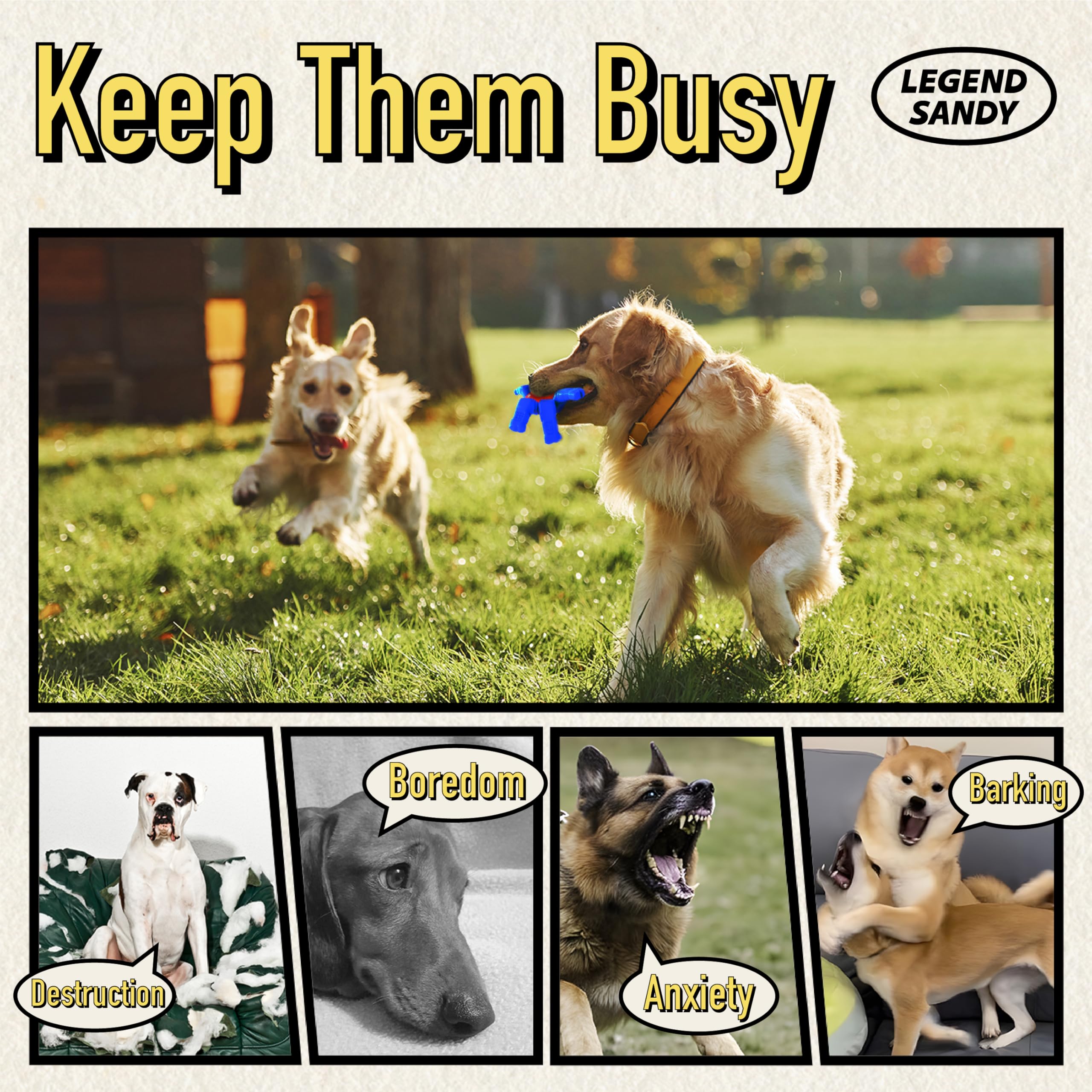 LEGEND SANDY Indestructible Dog Toys for Aggressive Chewers - Tough Nylon Chew Toys for Large & Medium Dogs - Durable Dog Bone Toy for Powerful Jaws - Heavy Duty Chewing Toy to Keep Dogs Entertained - Perfect for Playtime, Training & Anxiety Relief
