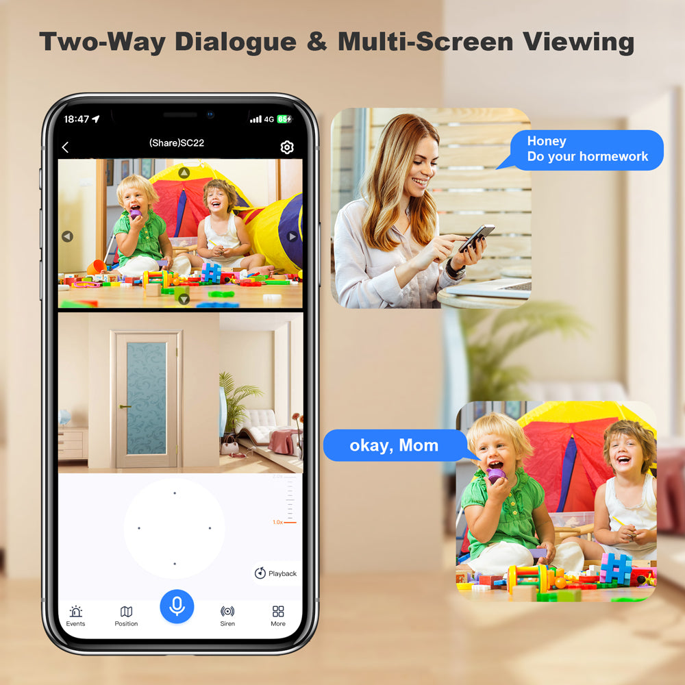 Campark SC24 2MP Dual Lens Indoor Security Camera - Wireless WiFi Baby Monitor with Phone App, Auto Tracking for Kids & Pets (USA/Europe) - Perfect for Home, Nursery, and Pet Monitoring
