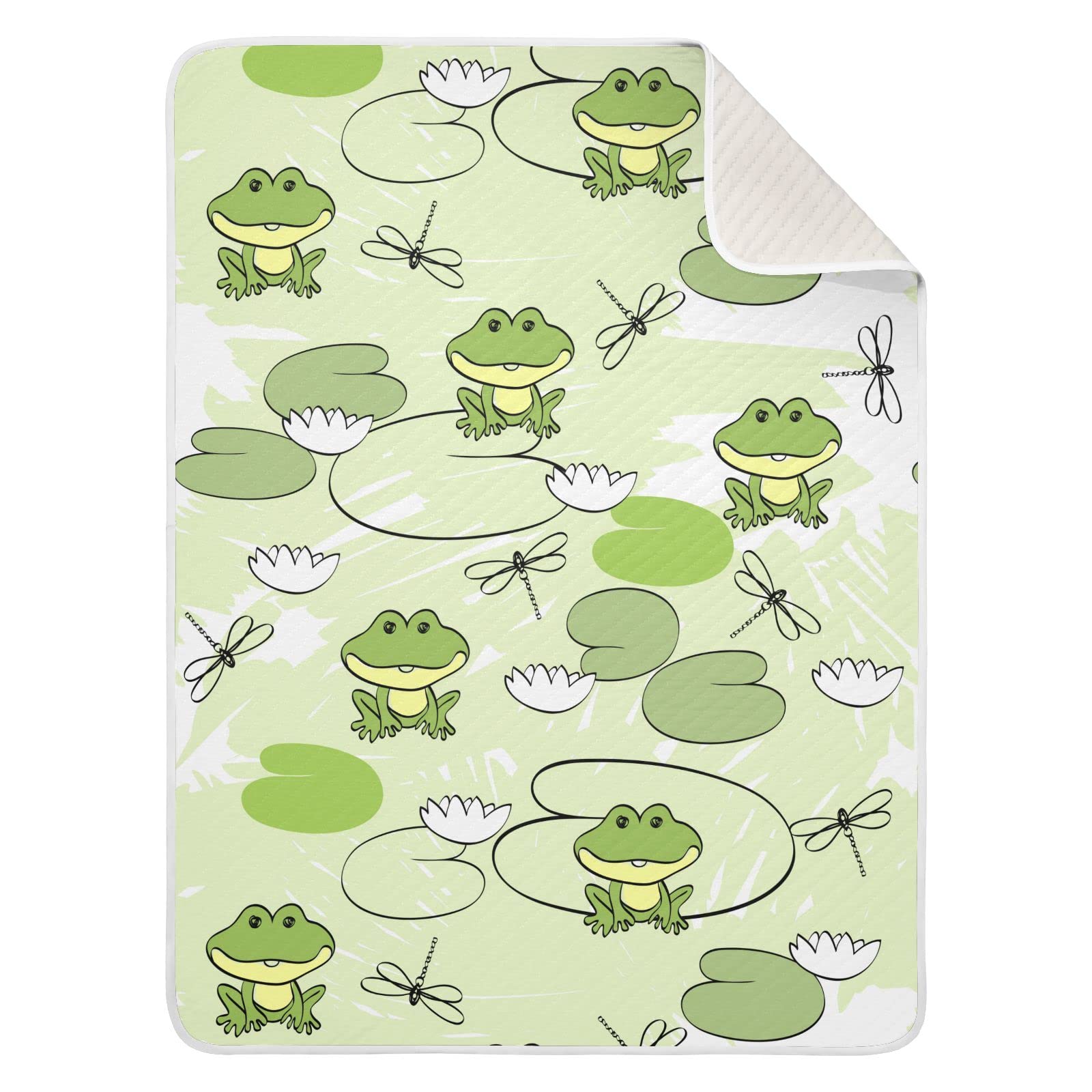 JIPONI Super Soft & Warm Baby Blanket - Cute Frog Lotus Leaf Design for Boys & Girls (30x40 Inch) | Personalized Nursery Blanket for Swaddling, Stroller & Crib | Perfect Baby Shower Gift