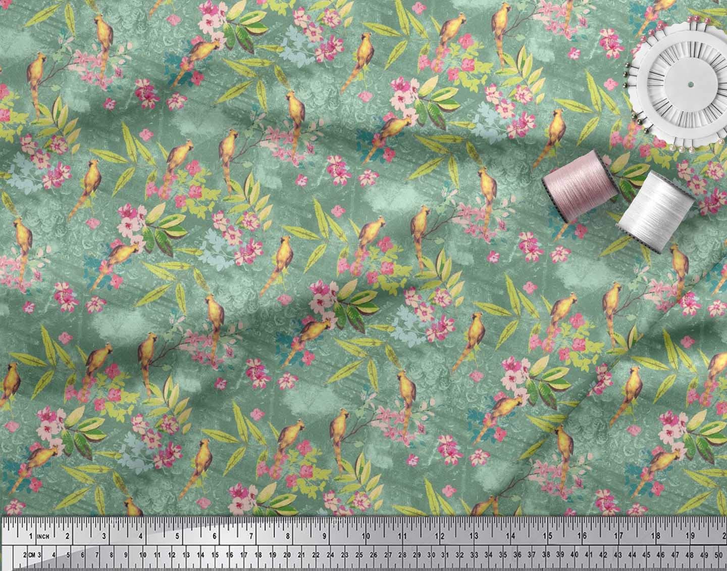 Soimoi Green Cotton Fabric - 42