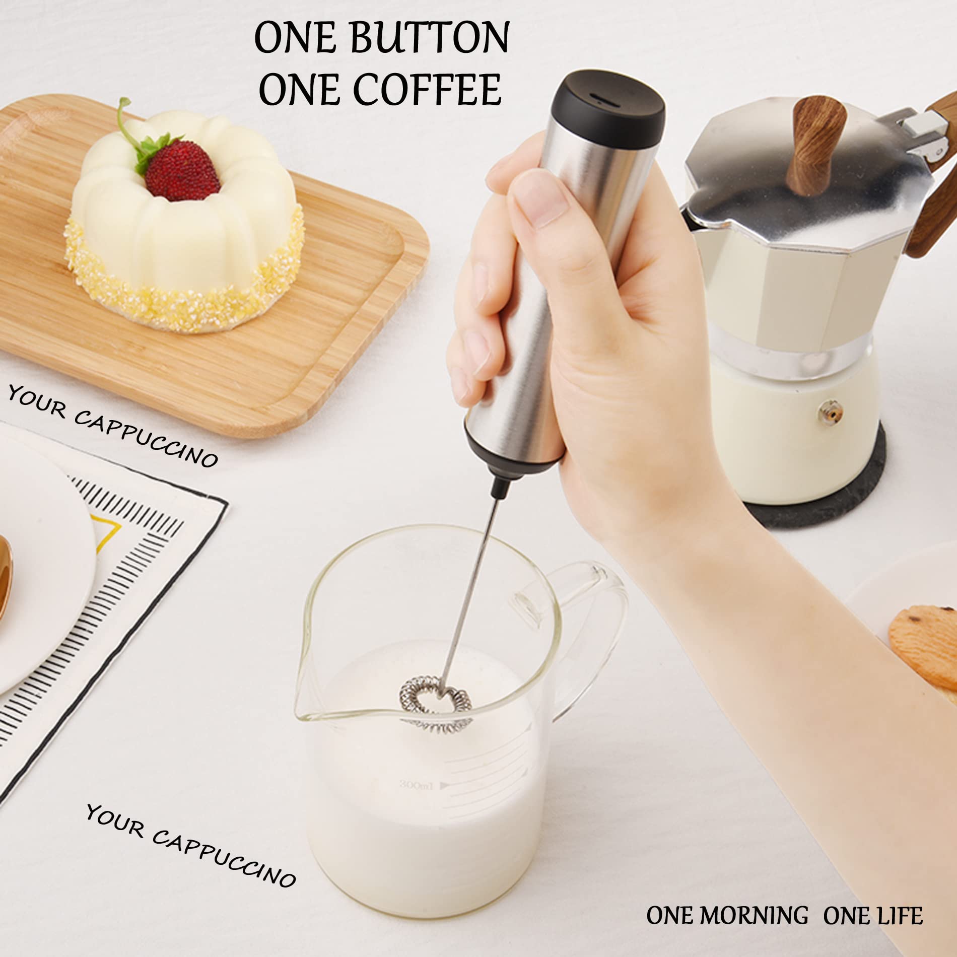 USB Rechargeable Handheld Milk Frother - Adjustable Electric Coffee Frother for Cappuccino, Hot Chocolate, Milkshakes & Egg Mixing | Perfect for Home, Office & Coffee Shops