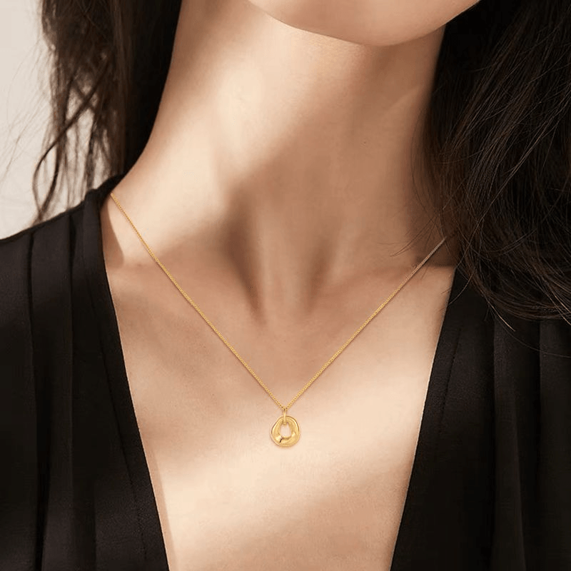 Golden Hoop Pendant Necklace for Women - 14K Gold Plated Elegant Jewelry Gift for Birthday, Anniversary & Valentine's Day | Perfect for Parties, Date Nights & Special Occasions