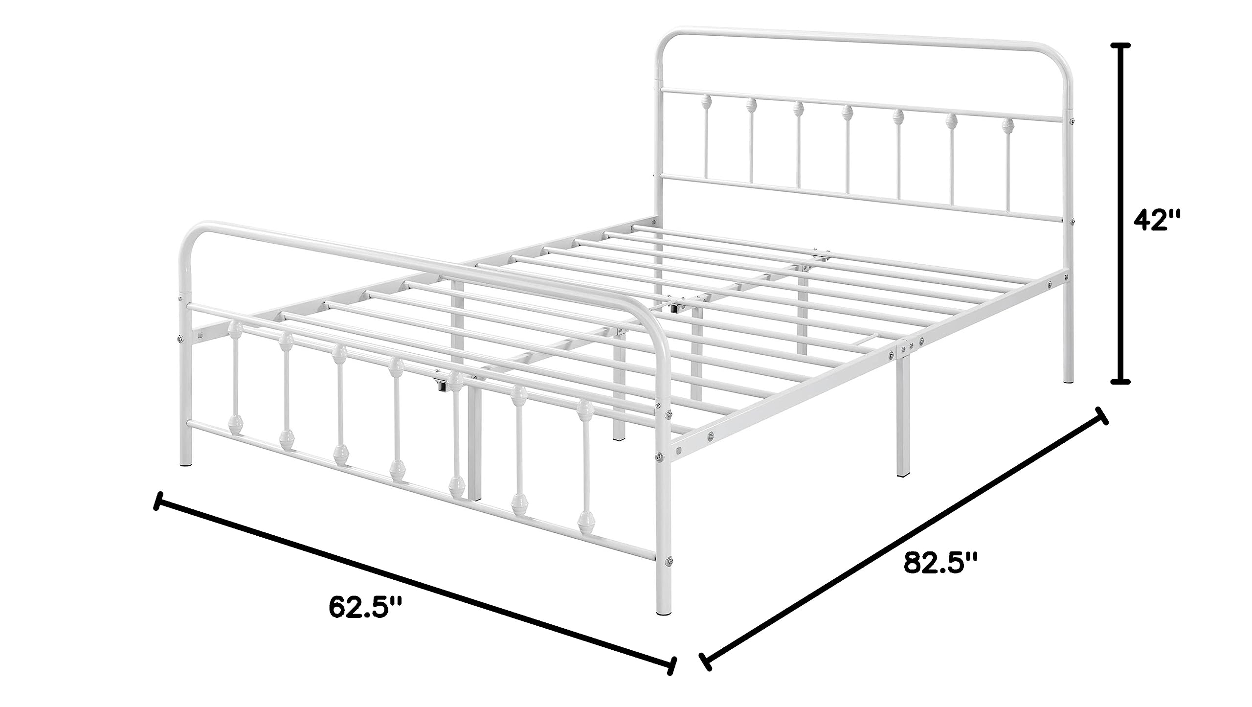Yaheetech Victorian Style Metal Platform Bed Frame with Iron-Art Headboard & Footboard - Queen Size White - No Box Spring Needed - Under Bed Storage - Perfect for Guest Rooms, Master Bedrooms & Small Spaces