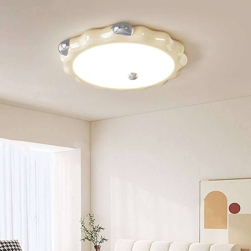 Elegant Cream Puffering Ceiling Light Fixture - Modern Flush Mount Lighting for Bedroom, Living Room & Dining Room