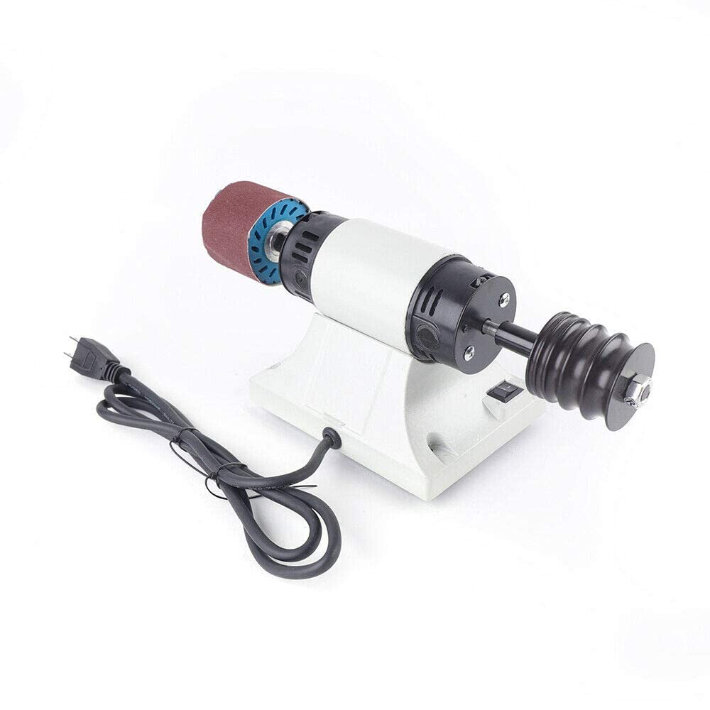 TFCFL 350W Leather Burnishing Machine - Professional Edge Polisher & Sander with 0-8000 RPM Variable Speed, 6 Sanding Belts (2x120#, 2x180#, 2x320#), 8mm Shaft - Perfect for Leather Craft, Shoe Repair & Woodworking Projects