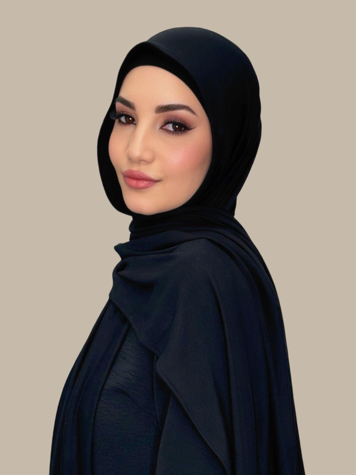 Premium Jersey Hijab Scarf - Soft & Breathable Black Muslim Headscarf for Women - Perfect for Daily Wear, Prayer, and Modest Fashion