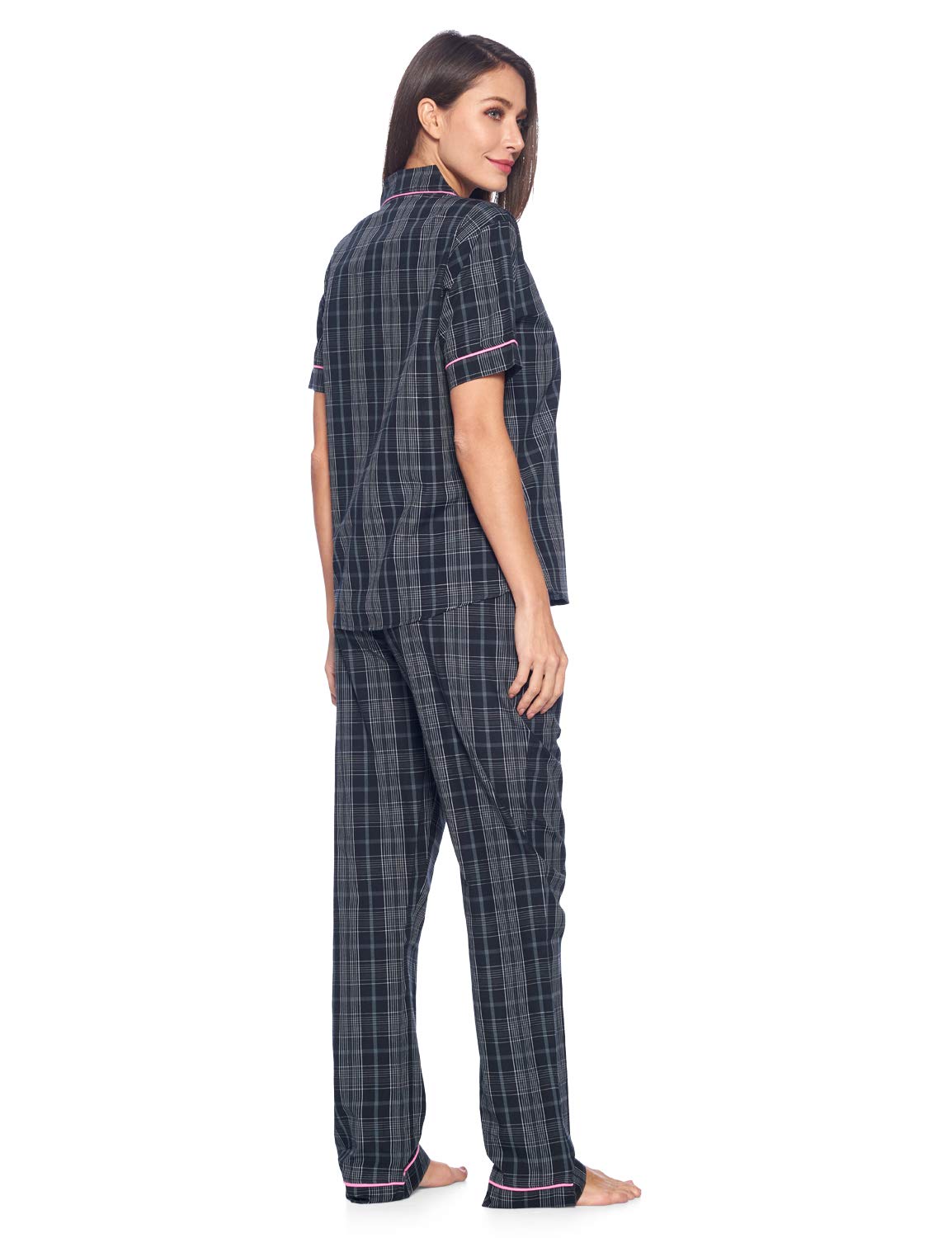Ashford & Brooks Women's Plaid Woven Pajama Set - Soft 2-Piece Button Down Sleepwear & Loungewear for Cozy Nights & Relaxing at Home