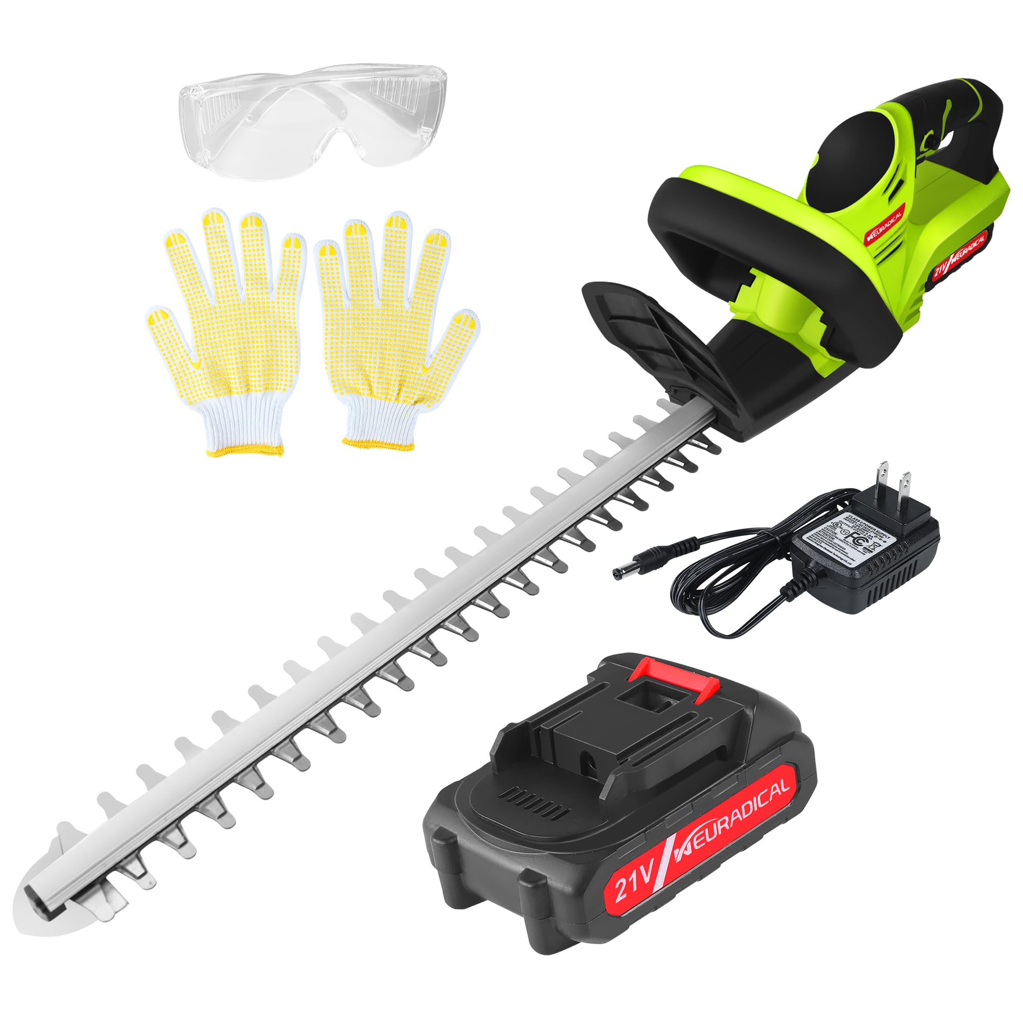 Neuradical 20 Inch Cordless Hedge Trimmer with 21V 2Ah Battery & Charger - Lightweight Electric Bush Trimmer for Garden Shrubs & Lawn Maintenance - Perfect for Landscaping, Yard Work & DIY Home Gardening