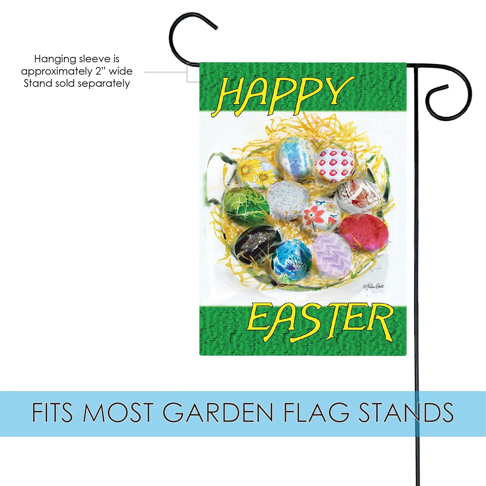 Happy Easter Nest Double-Sided Garden Flag 12x18 Inch - Outdoor Easter Decoration for Yard, House & Spring Celebrations - Perfect for Easter Egg Hunts, Spring Parties & Festive Home Decor