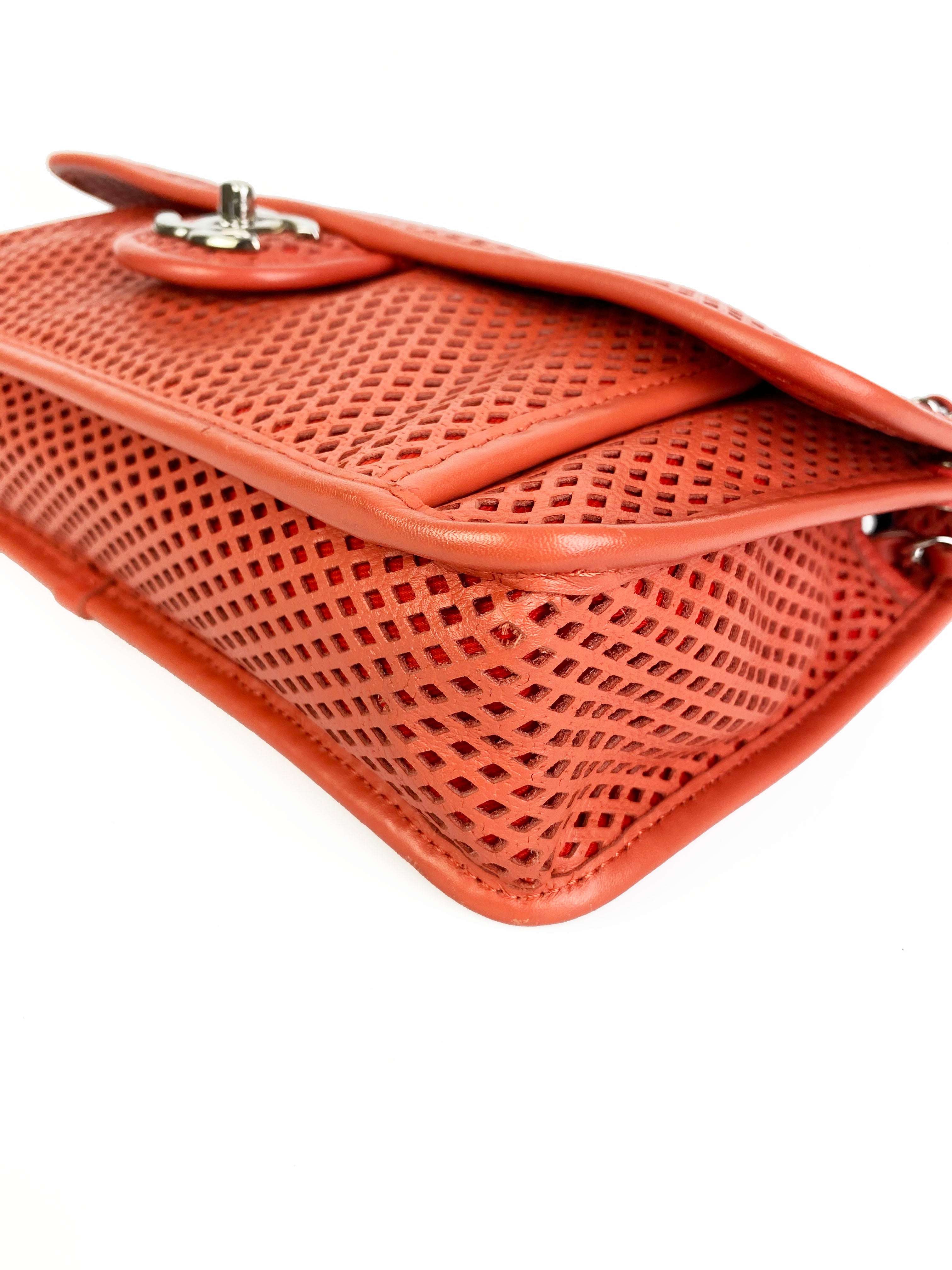 Chanel Medium Peach Perforated Classic Flap Bag - Luxury Designer Handbag for Women, Perfect for Parties, Weddings & Everyday Elegance