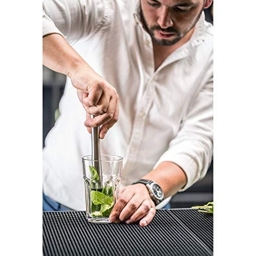 Cresimo 10-Inch Stainless Steel Cocktail Muddler and Mixing Spoon Set with Free Cocktail Recipes eBook - Professional Bar Tool for Mojito, Old Fashioned & Mixing Drinks at Home or Bar