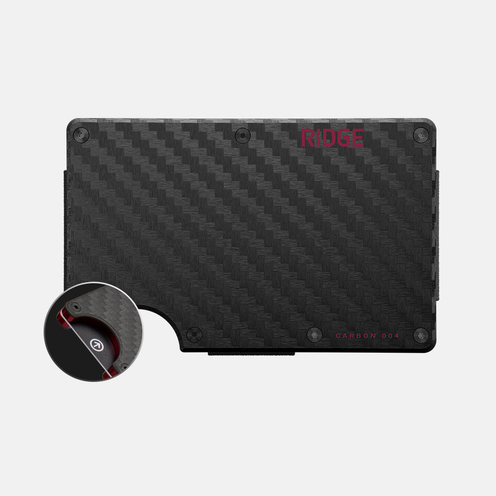 Ridge Wallet - Slim RFID Blocking Minimalist Front Pocket Wallet for Men | Oxblood Carbon 004 | Perfect for Everyday Carry, Travel & Gift Giving