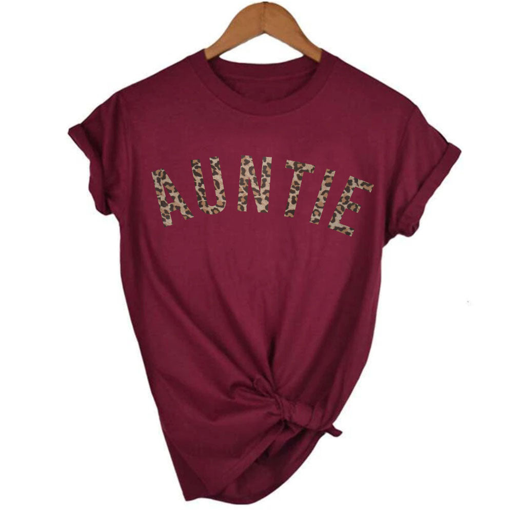 Stylish Auntie Leopard Print T-Shirt 00 (MRK X) - Trendy Graphic Tee for Women, Casual Wear & Street Fashion