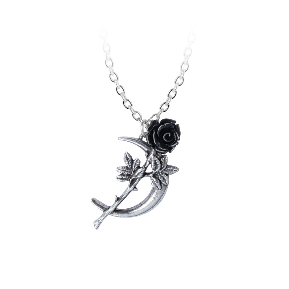 Crescent Moon and Rose Necklace for Women - Elegant Silver Pendant Jewelry Gift for Her - Perfect for Valentine's Day, Anniversary, and Romantic Occasions