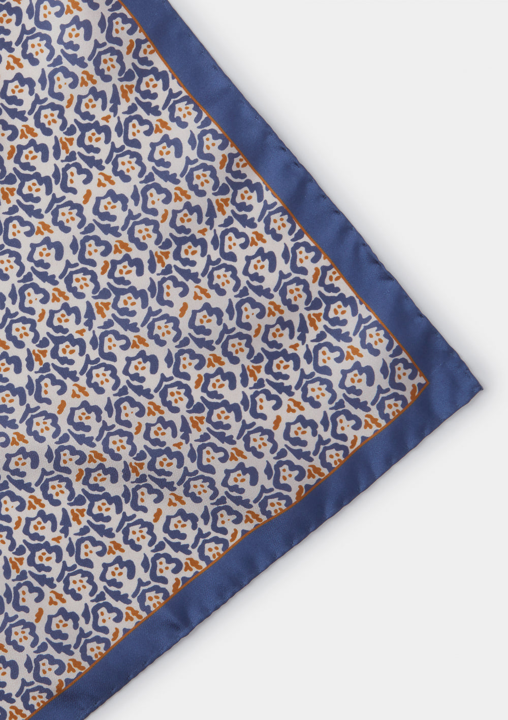Blue Abstract Flower Print Pocket Square - Elegant Silk Handkerchief for Men's Suits, Weddings & Formal Events