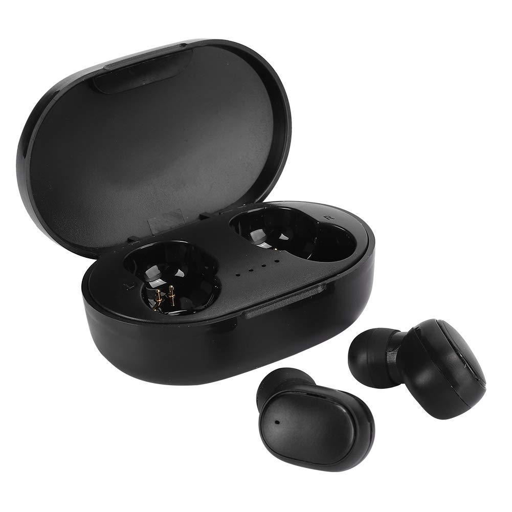 PUSOKEI A6S True Wireless Bluetooth 5.0 Earbuds - Mini Sport Stereo In-Ear Headphones with Charging Case, Compatible with Redmi - Black | Perfect for Running, Gym Workouts & Daily Commute