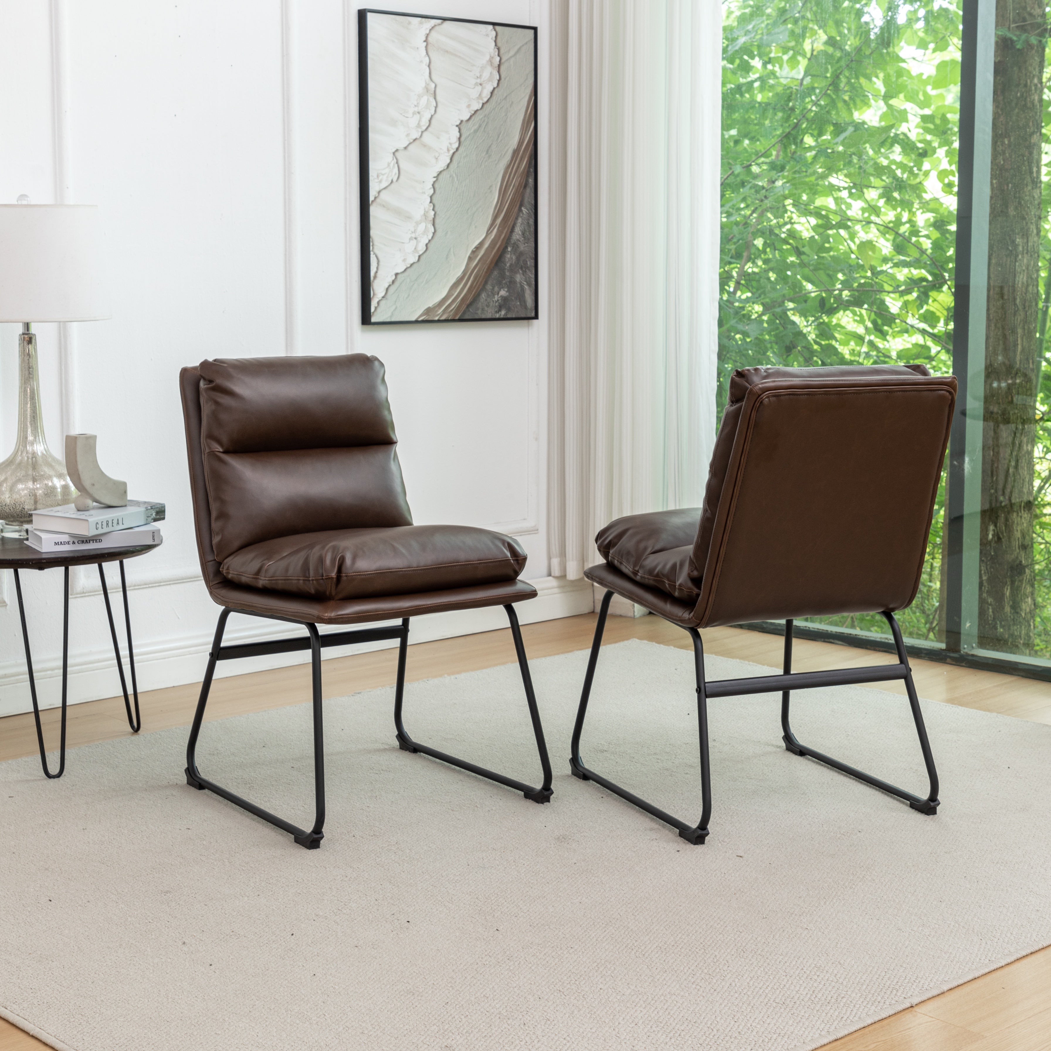 Roundhill Furniture Milos Modern Upholstered Dining Chairs Set of 2 - Comfortable Kitchen & Dining Room Seating for Home & Restaurant Use
