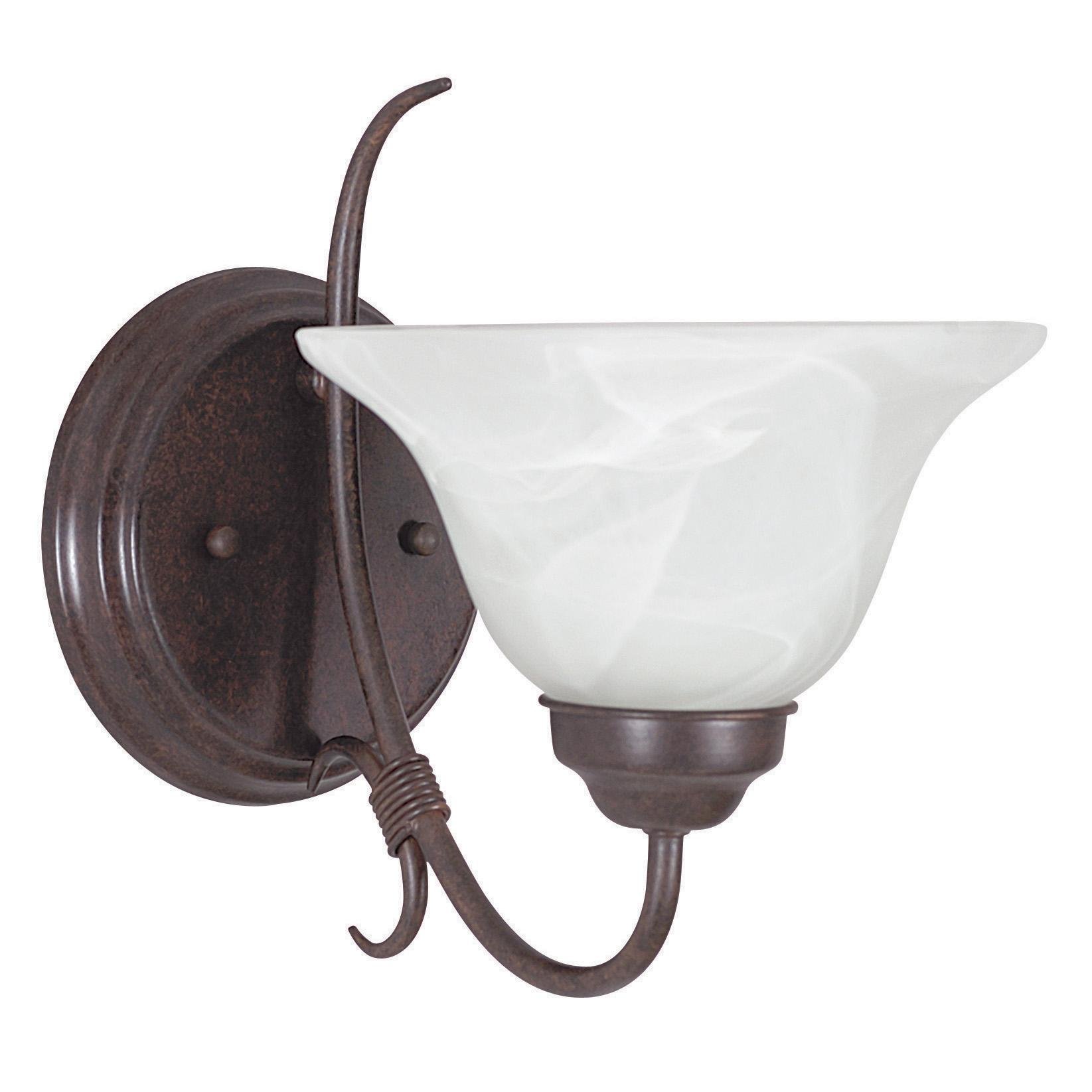 F6341-62 Rubbed Bronze Wall Sconce with Faux Alabaster Glass Shade - Elegant Lighting Fixture for Bedroom, Living Room & Hallway Decor